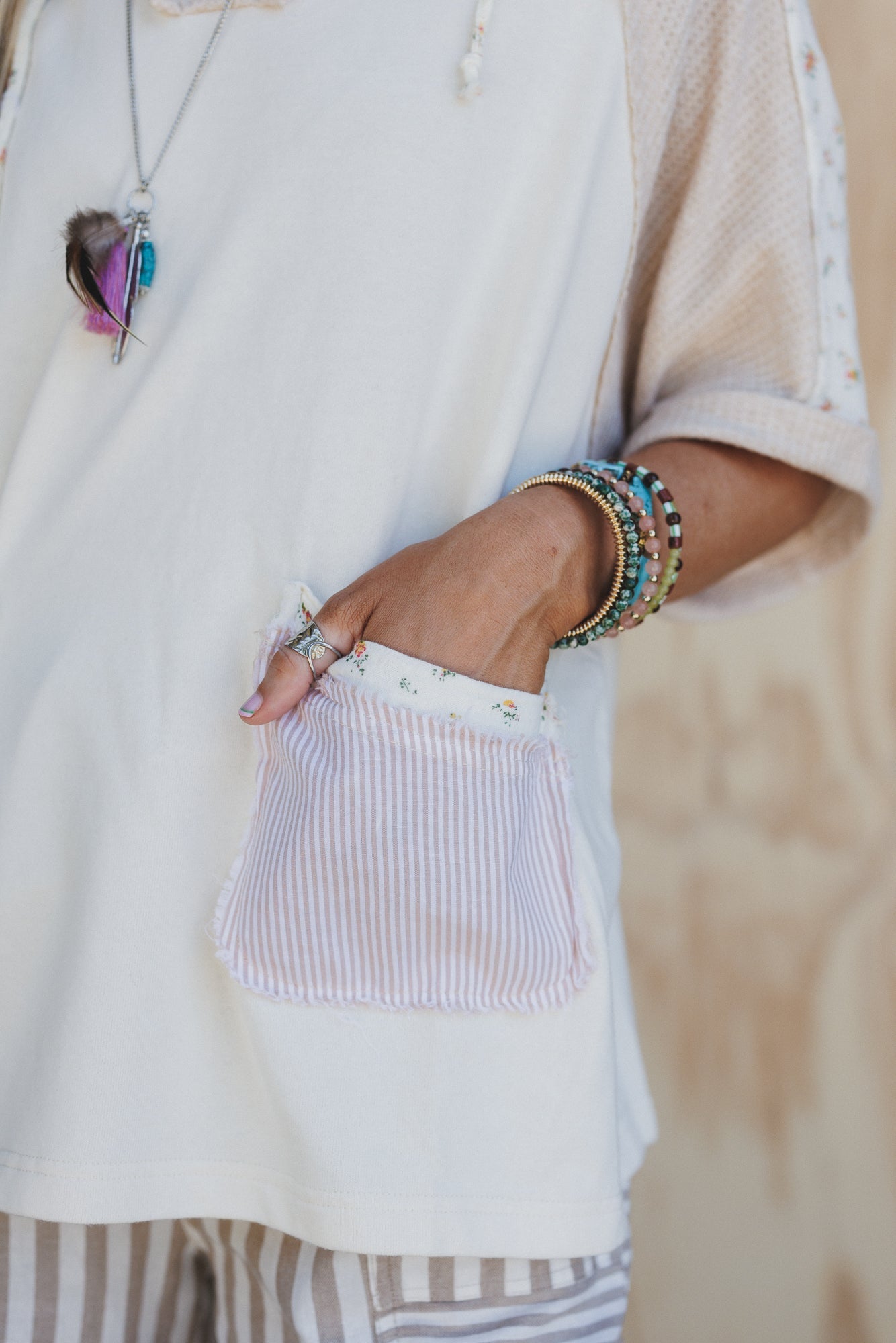 Just For You Hoodie Tunic Top - Cream