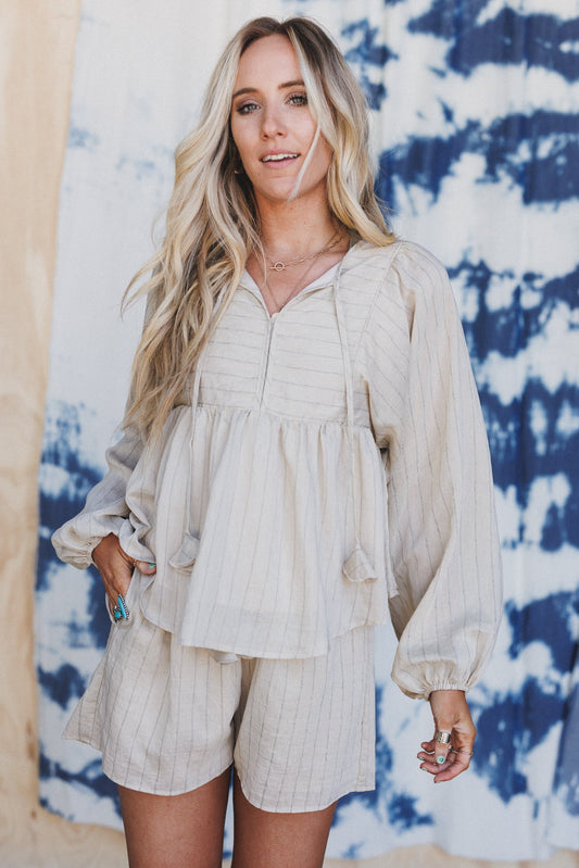 Easy Life Striped 2 Piece Bundle - Oatmeal