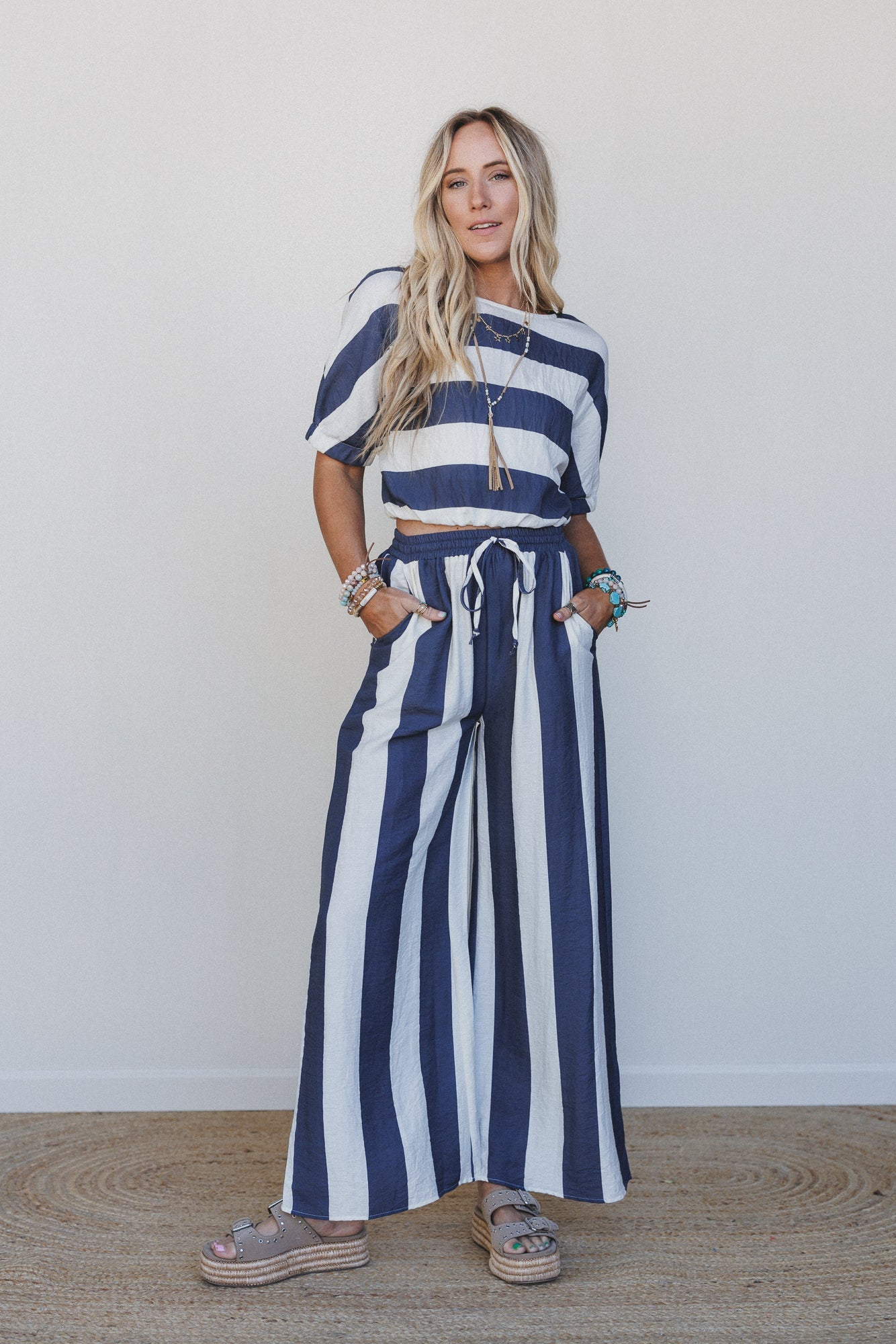 Nautical Wide Stripe 2 Piece Bundle - Navy Multi