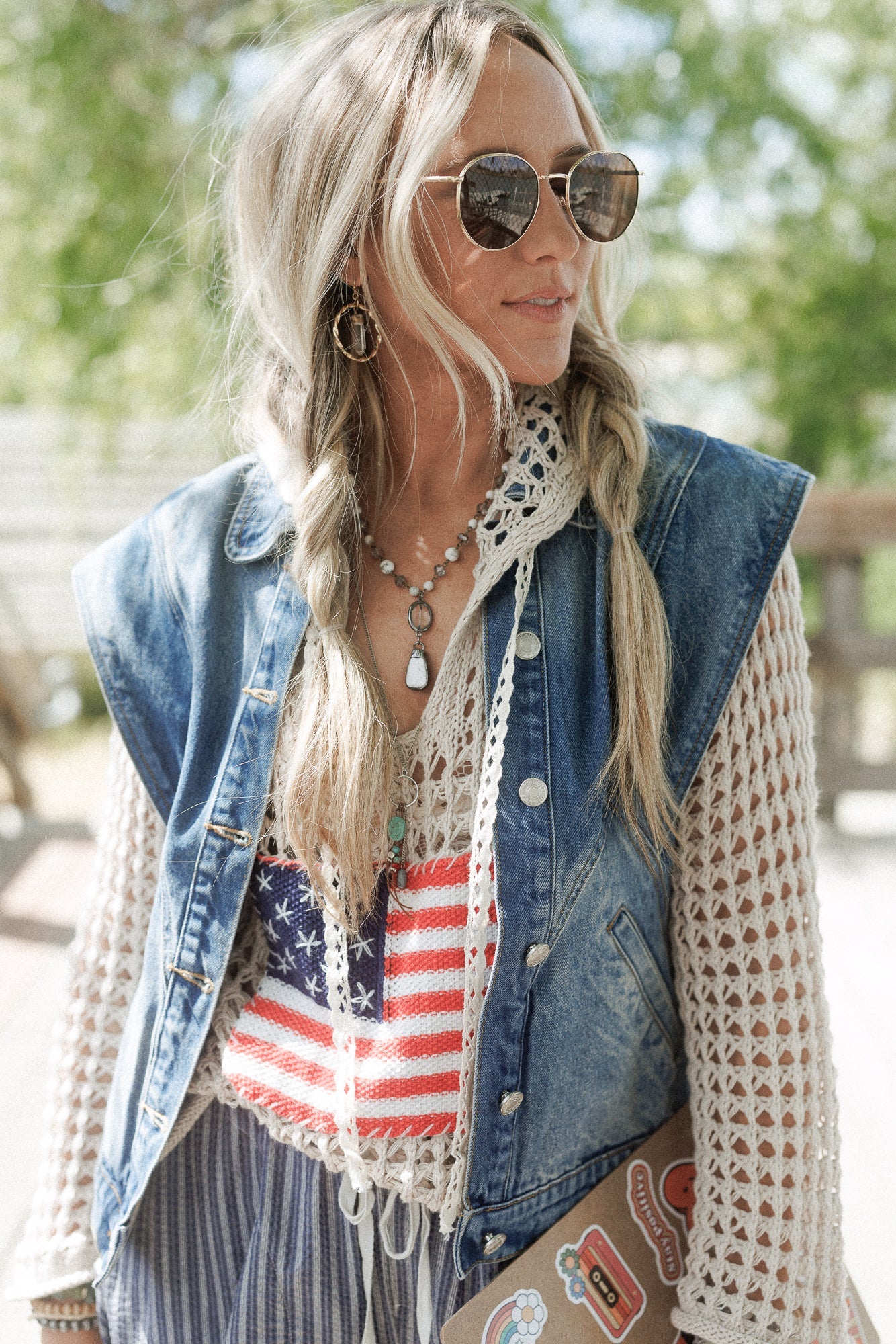 Urban Bound Wide Shoulder Vest - Denim