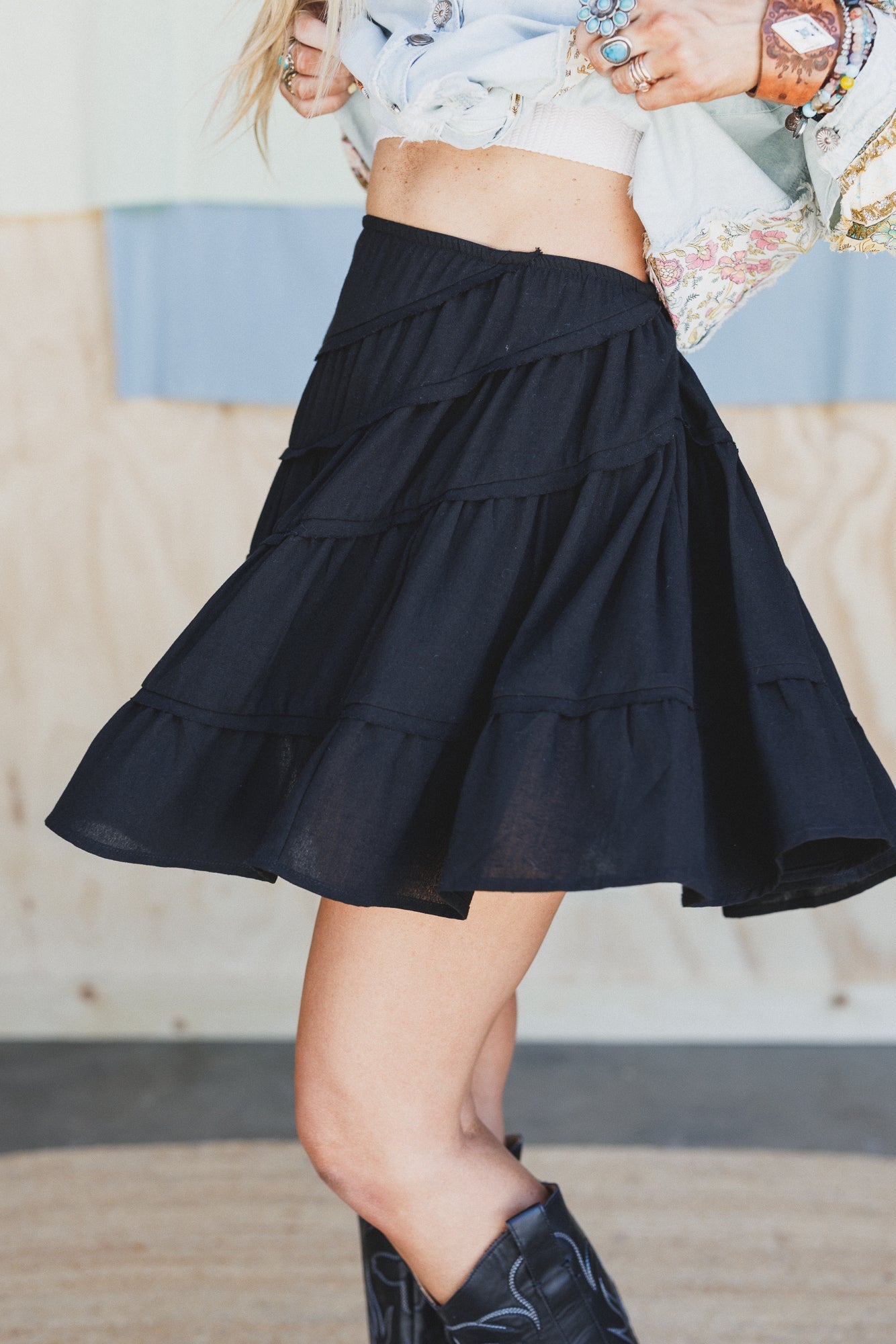 Becky Tiered Skirt - Black