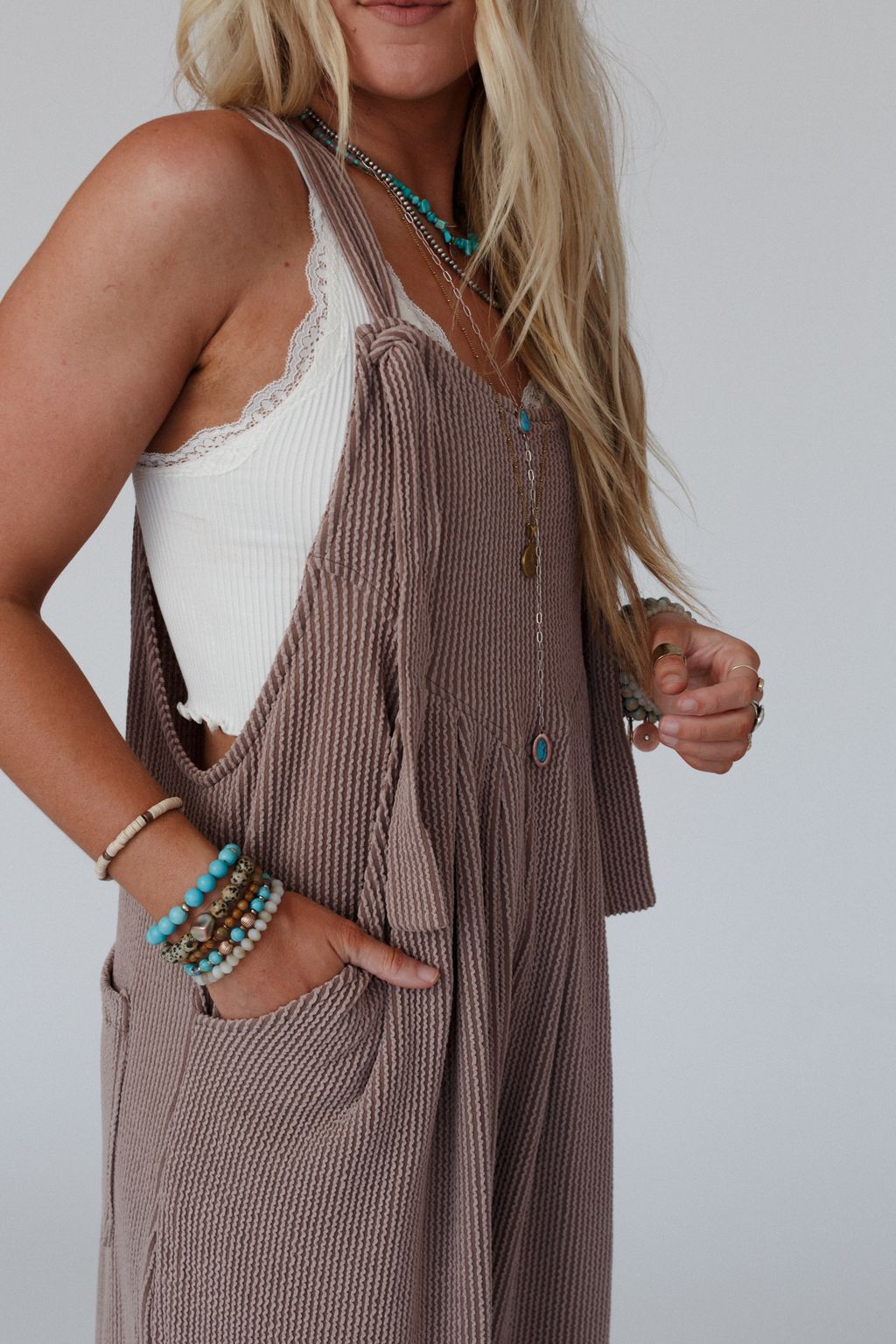 The Nest Urban Light Textured Jumpsuit - Acorn