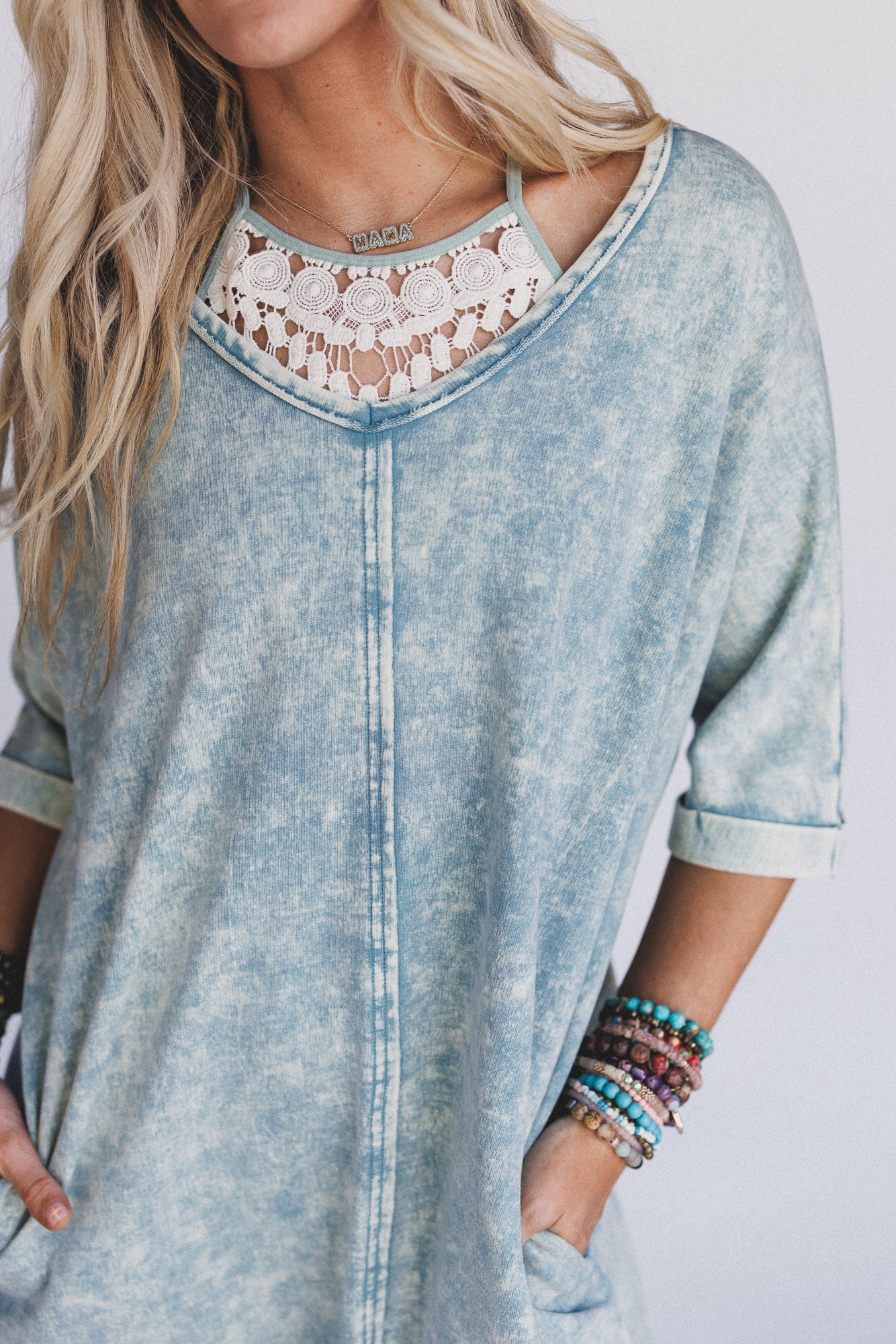 Stormy Skies Tee Dress - Blue