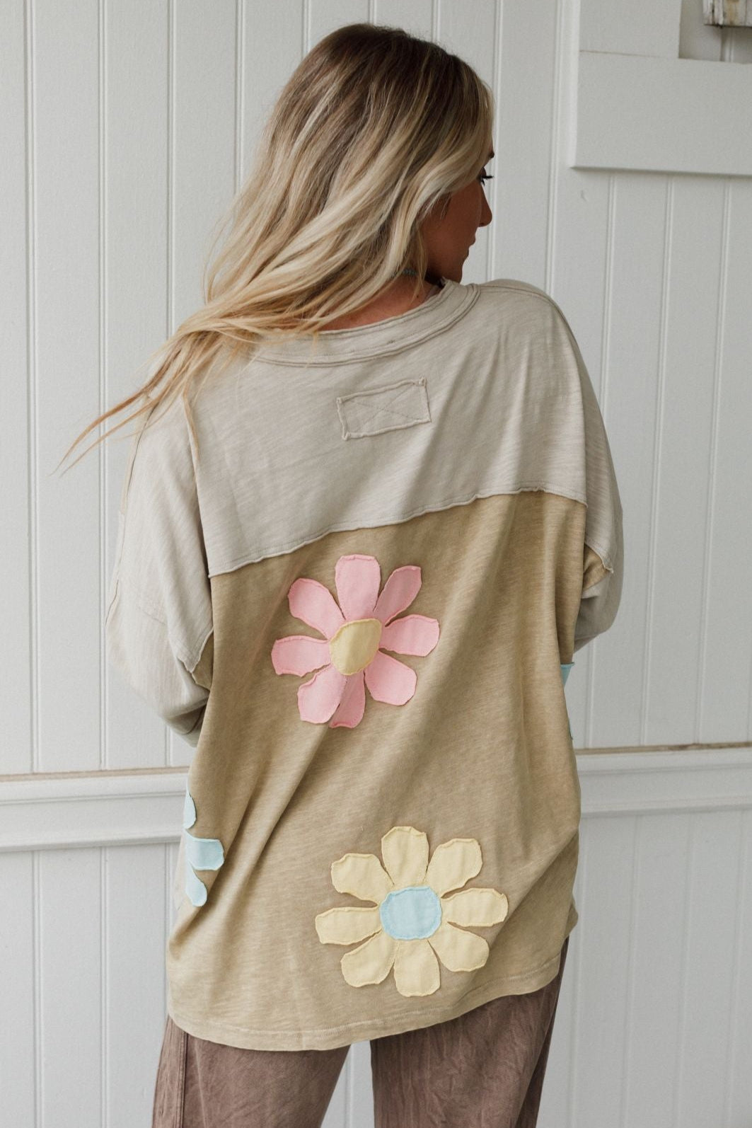 Chasing Bliss Flower Patch Top - Olive