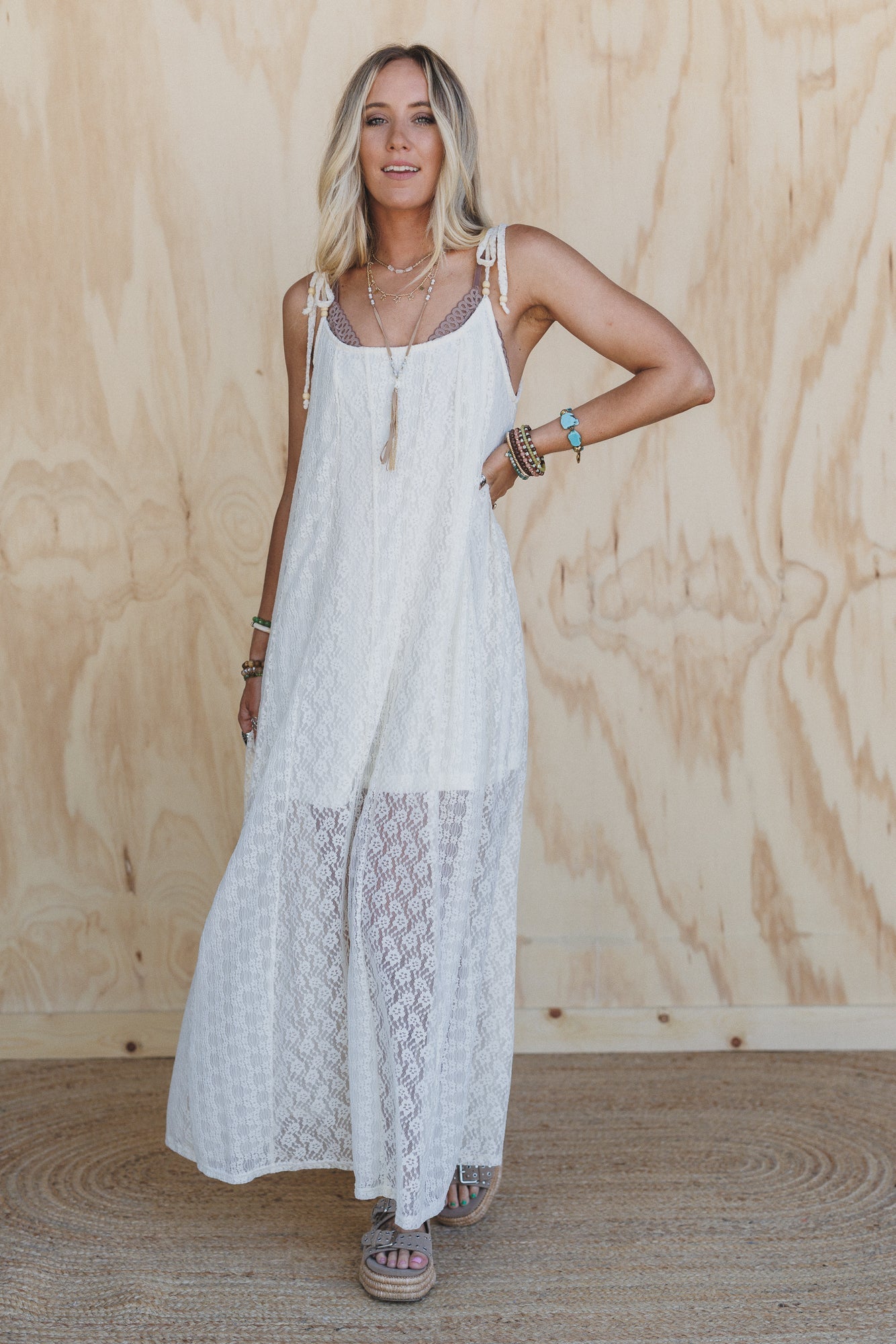 First Kiss Floral Lace Maxi Dress - Cream