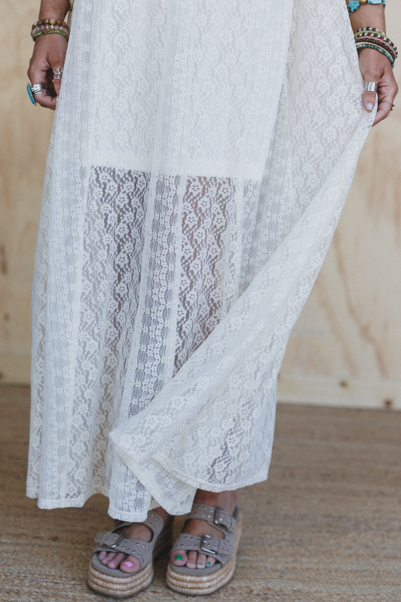 First Kiss Floral Lace Maxi Dress - Cream