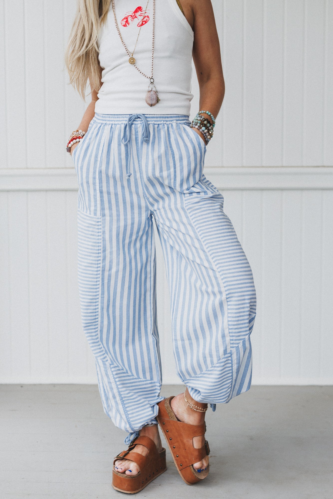 Aveline Striped Pants - Blue