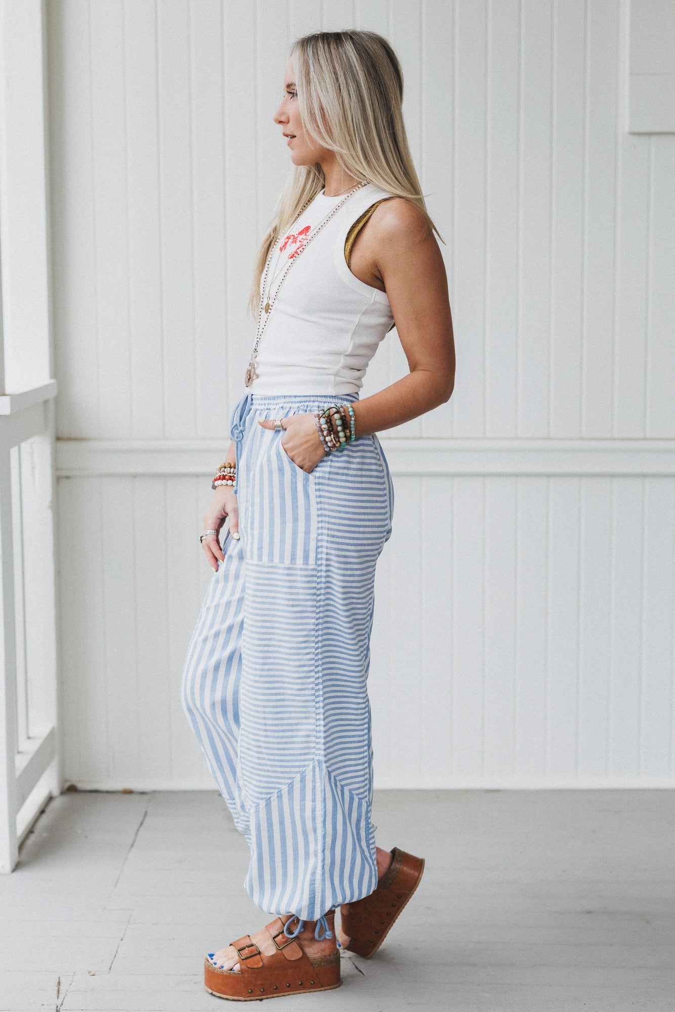 Aveline Striped Pants - Blue