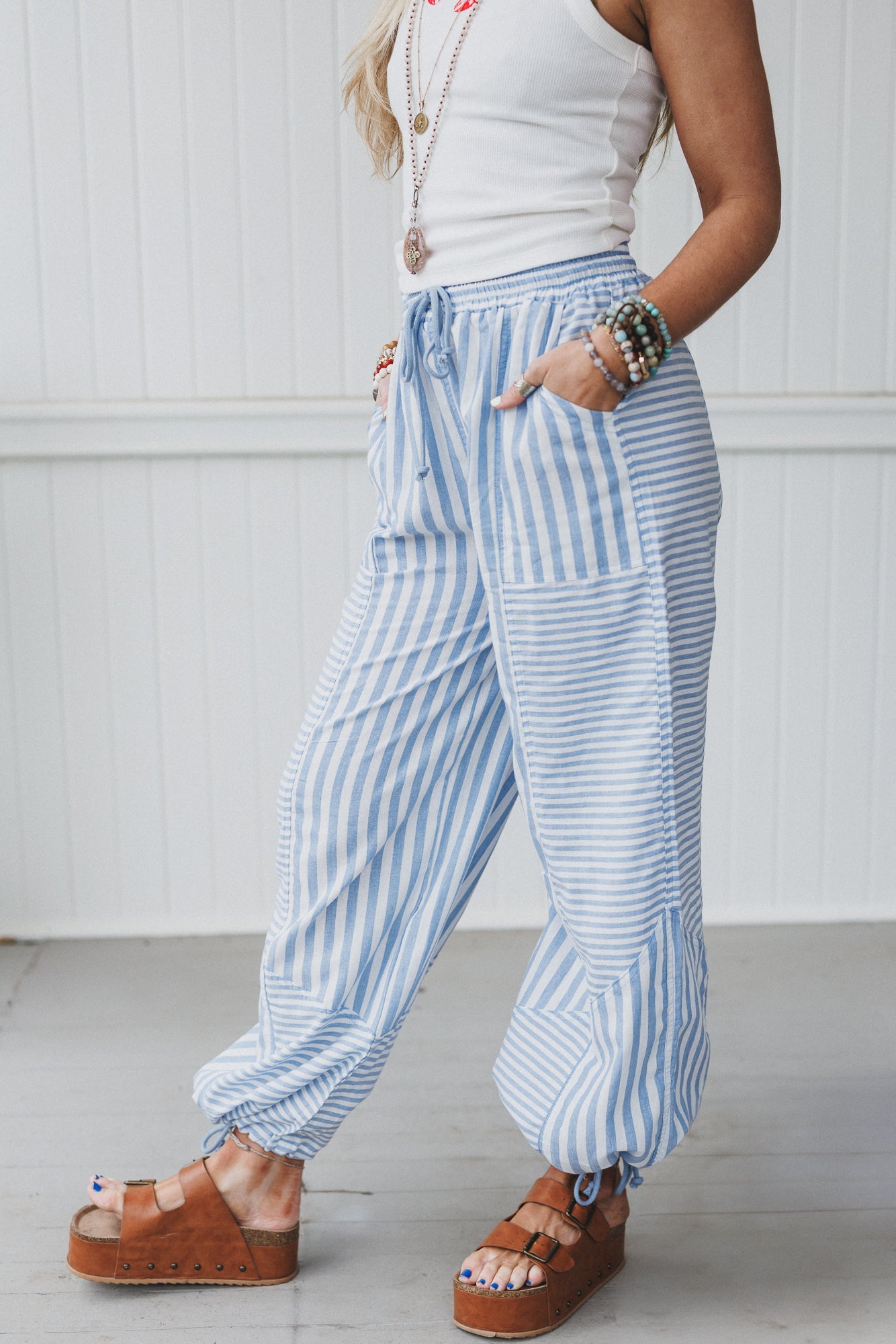 Aveline Striped Pants - Blue