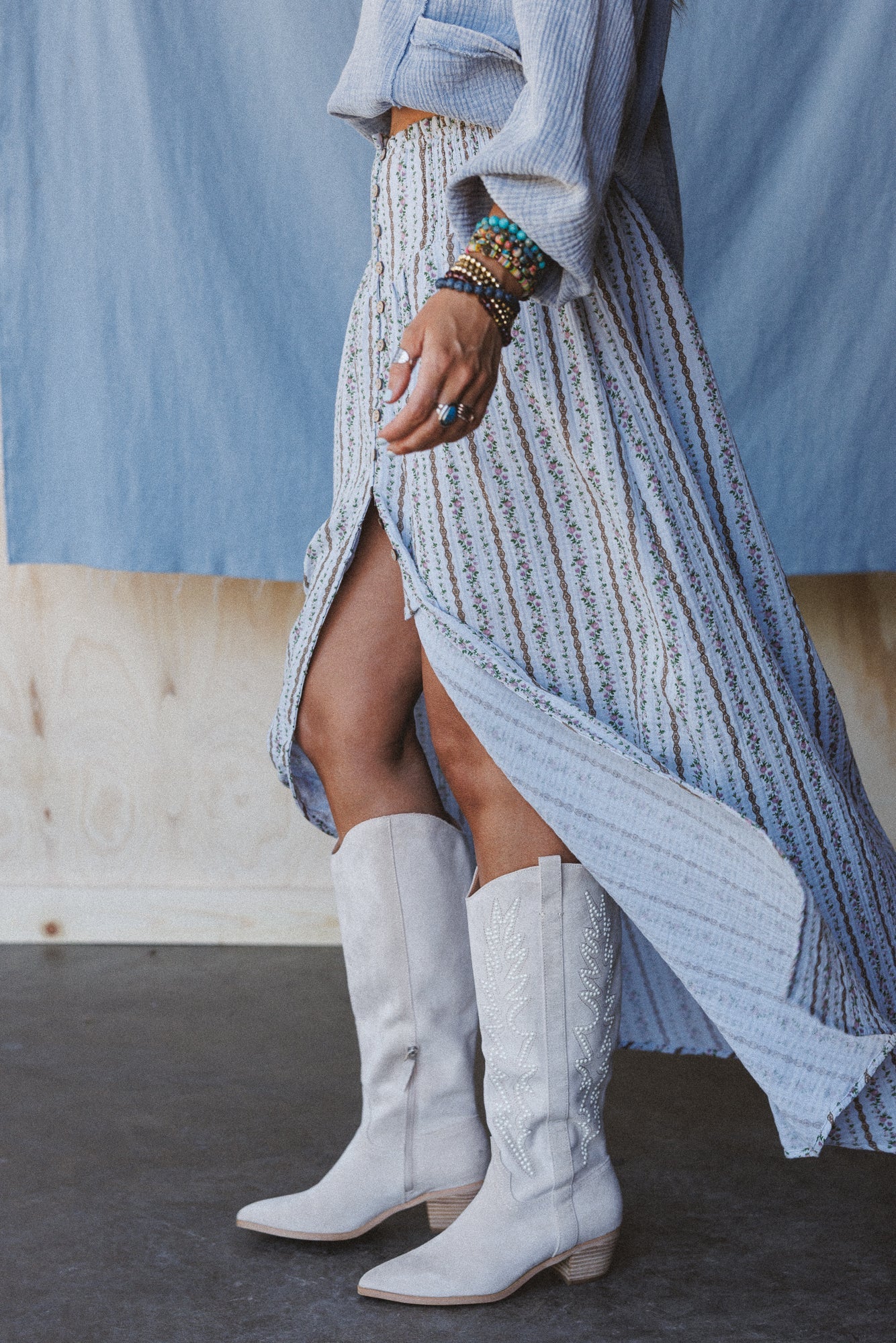 Boheme Bliss Maxi Skirt - Blue