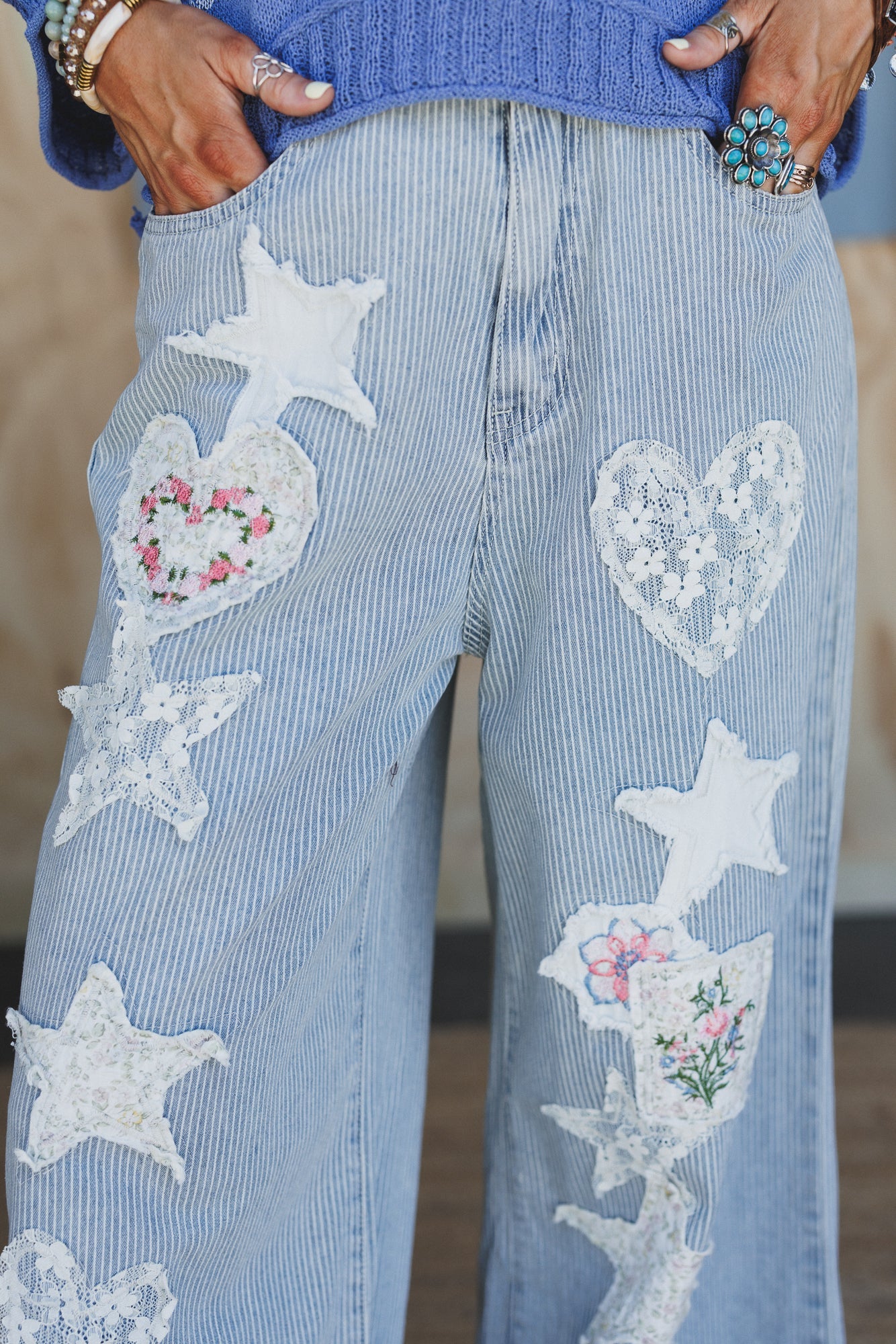 Treasure Trove Patchwork Pants - Denim