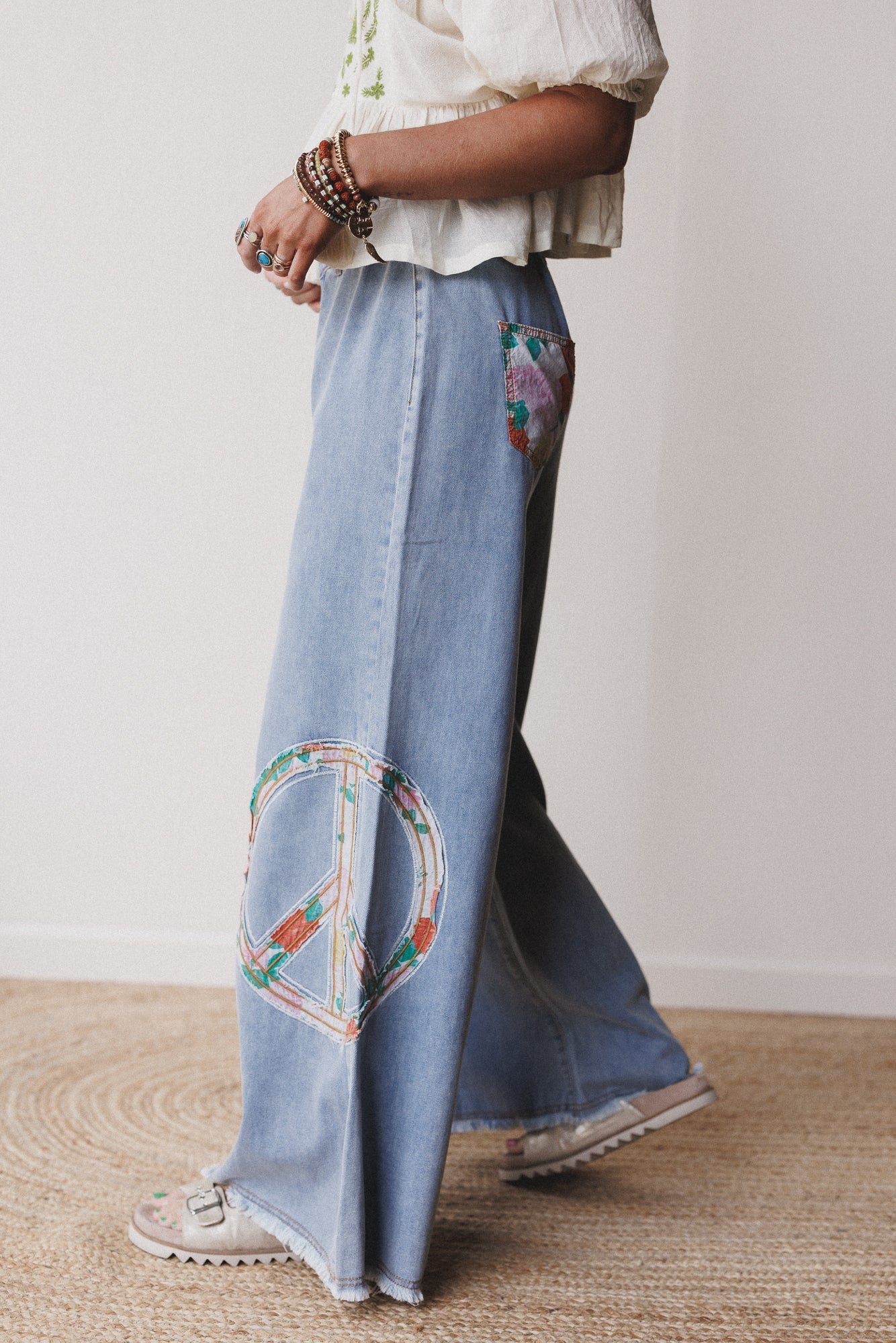 Peace + Florals Pants - Denim