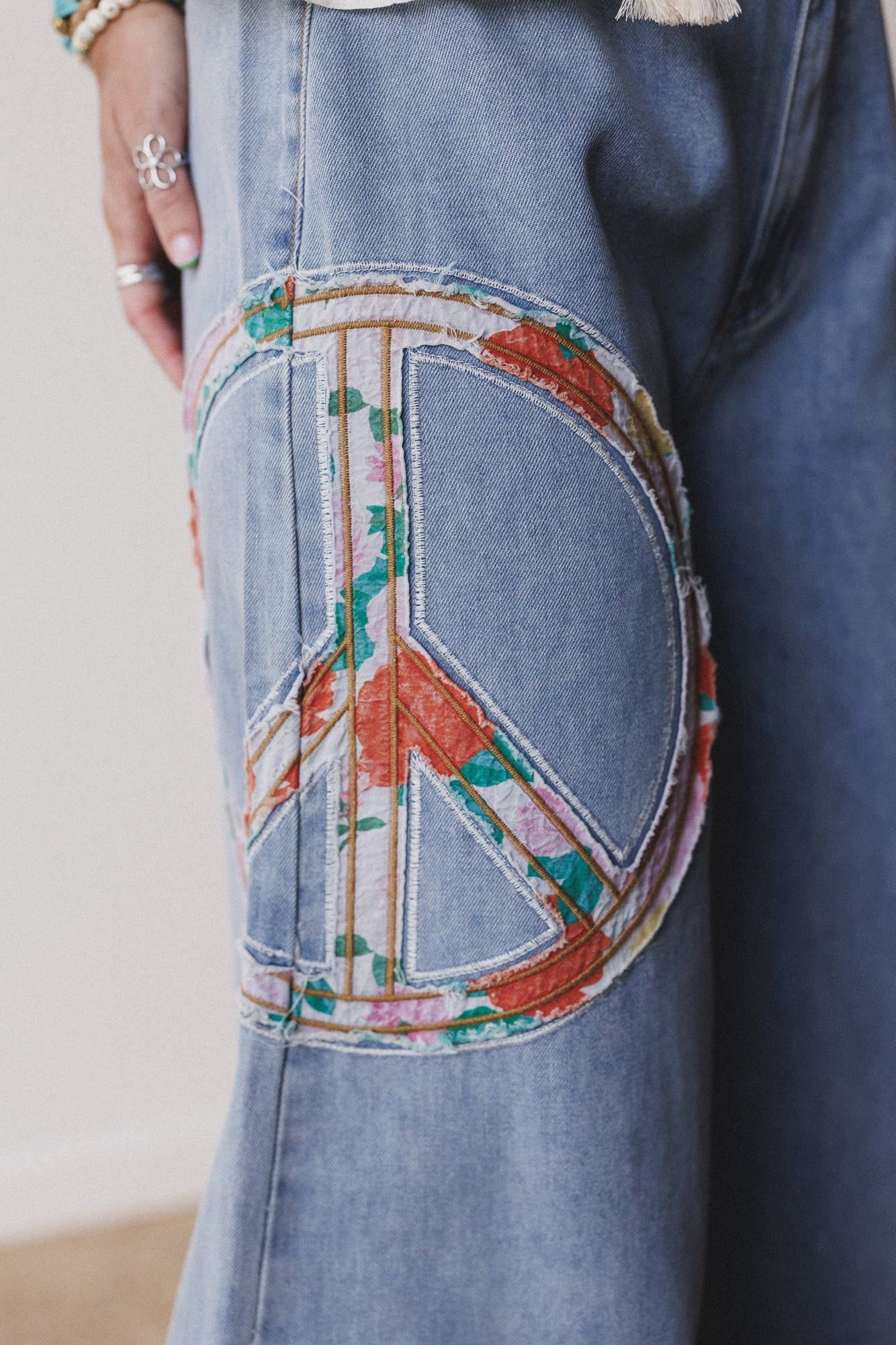 Peace + Florals Pants - Denim