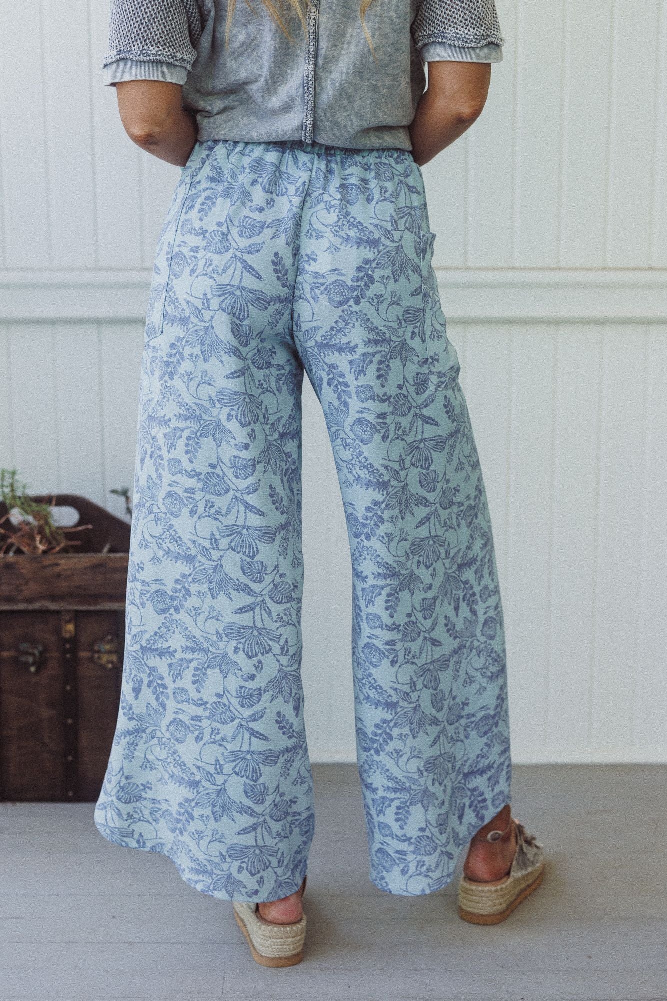 The Nest Stasia Printed Drawstring Tulip Pants - Sky Blue