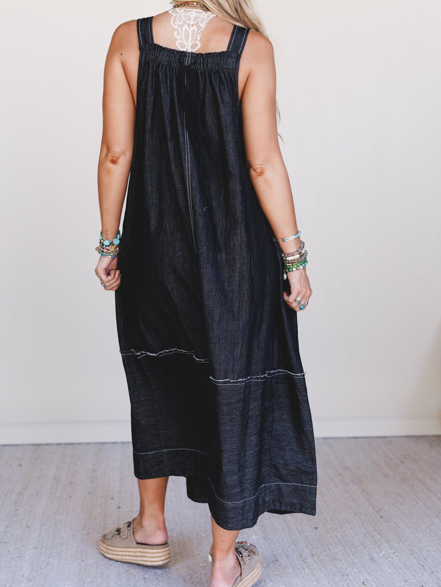 New Frontier Overalls Dress - Black
