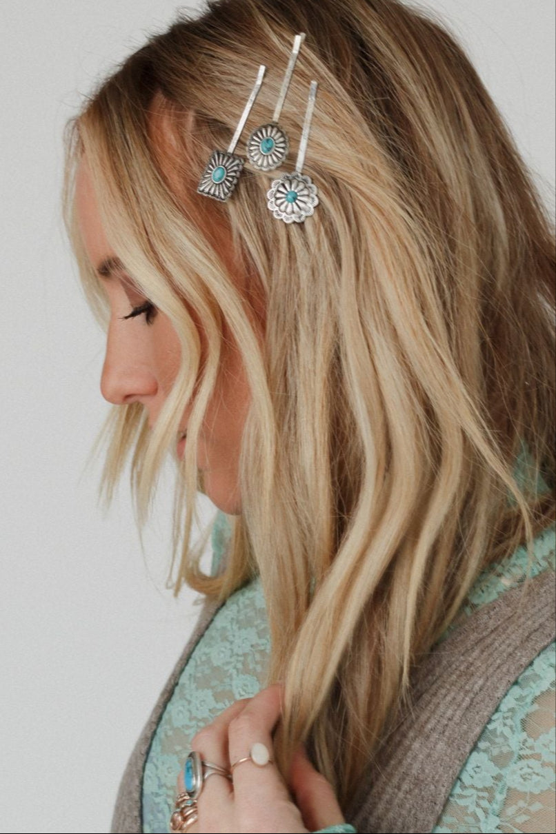 Wildflower Western Hair Pin Set - Turquoise