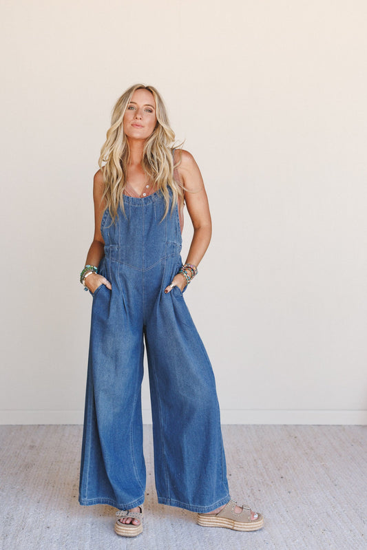Wild Bay Pocketed Denim Jumpsuit - Medium