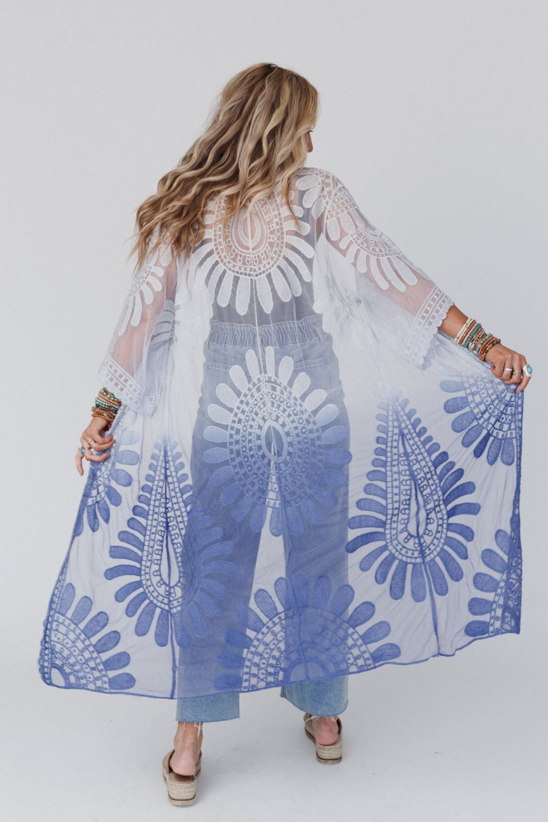 Poolside Ombre Lace Kimono - Periwinkle
