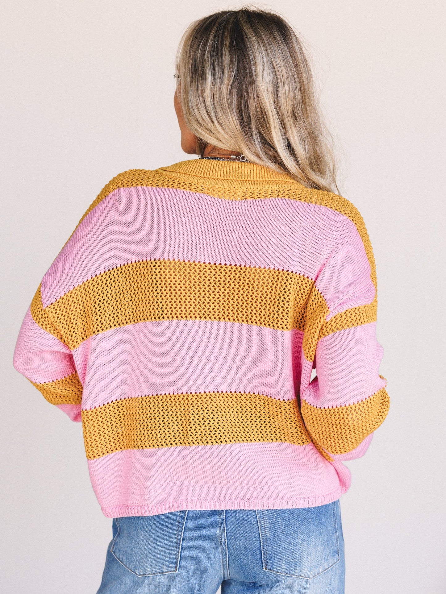 Varsity Charm Striped Top - Mustard