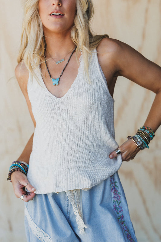 Isola Sweater Tank Top - Cream