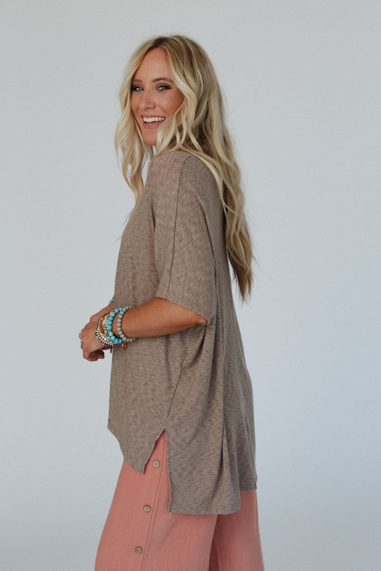 The Nest Warm Nights V Neck Top - Mocha Dark
