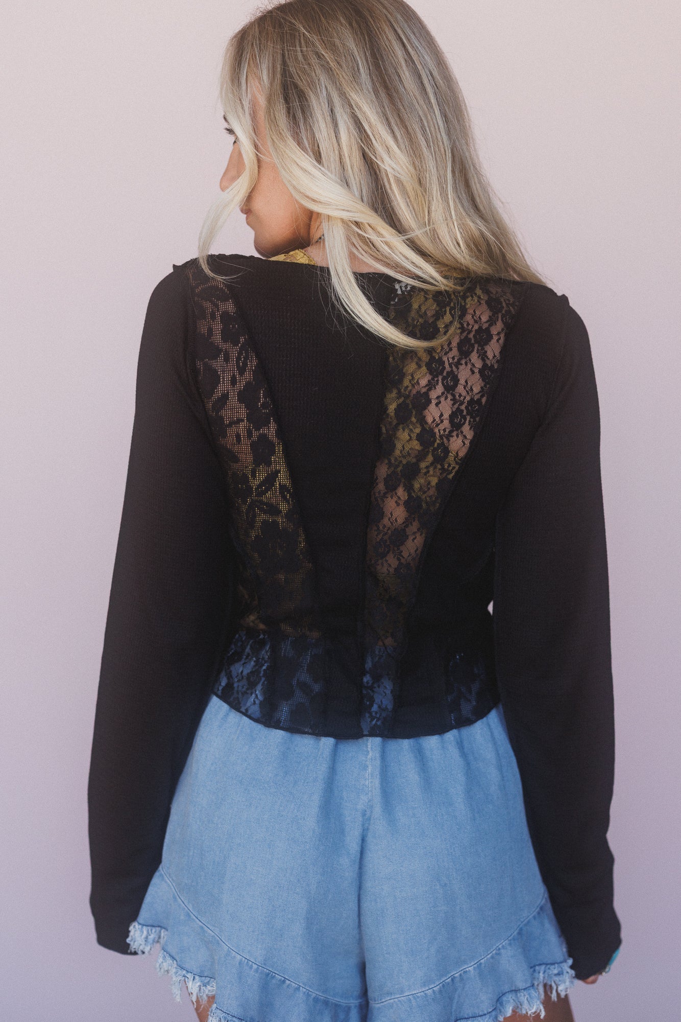 Caia Long Sleeve Lace Top - Black