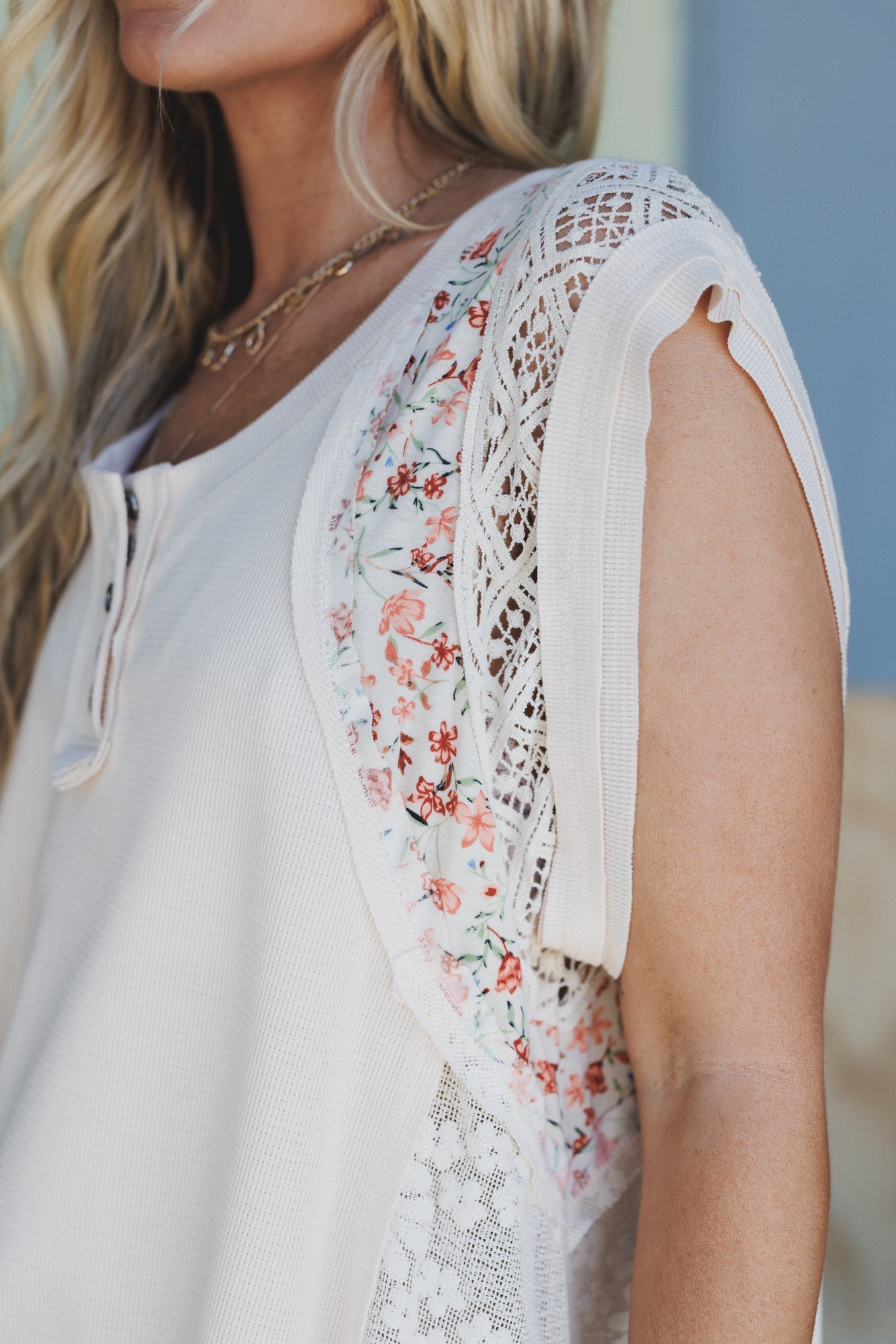 Sunlit Blooms Floral Top - Cream