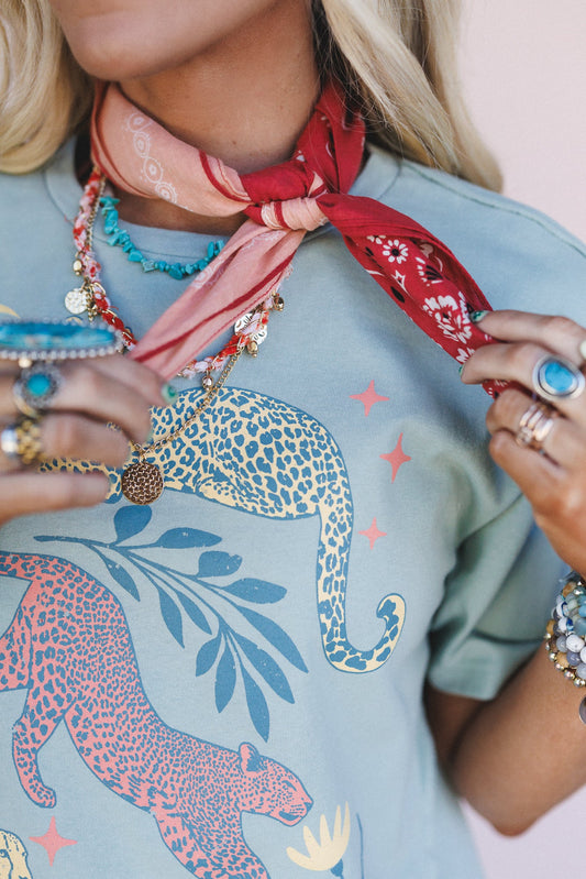 Trail Days Two Tone Floral Bandana - Rust Multi