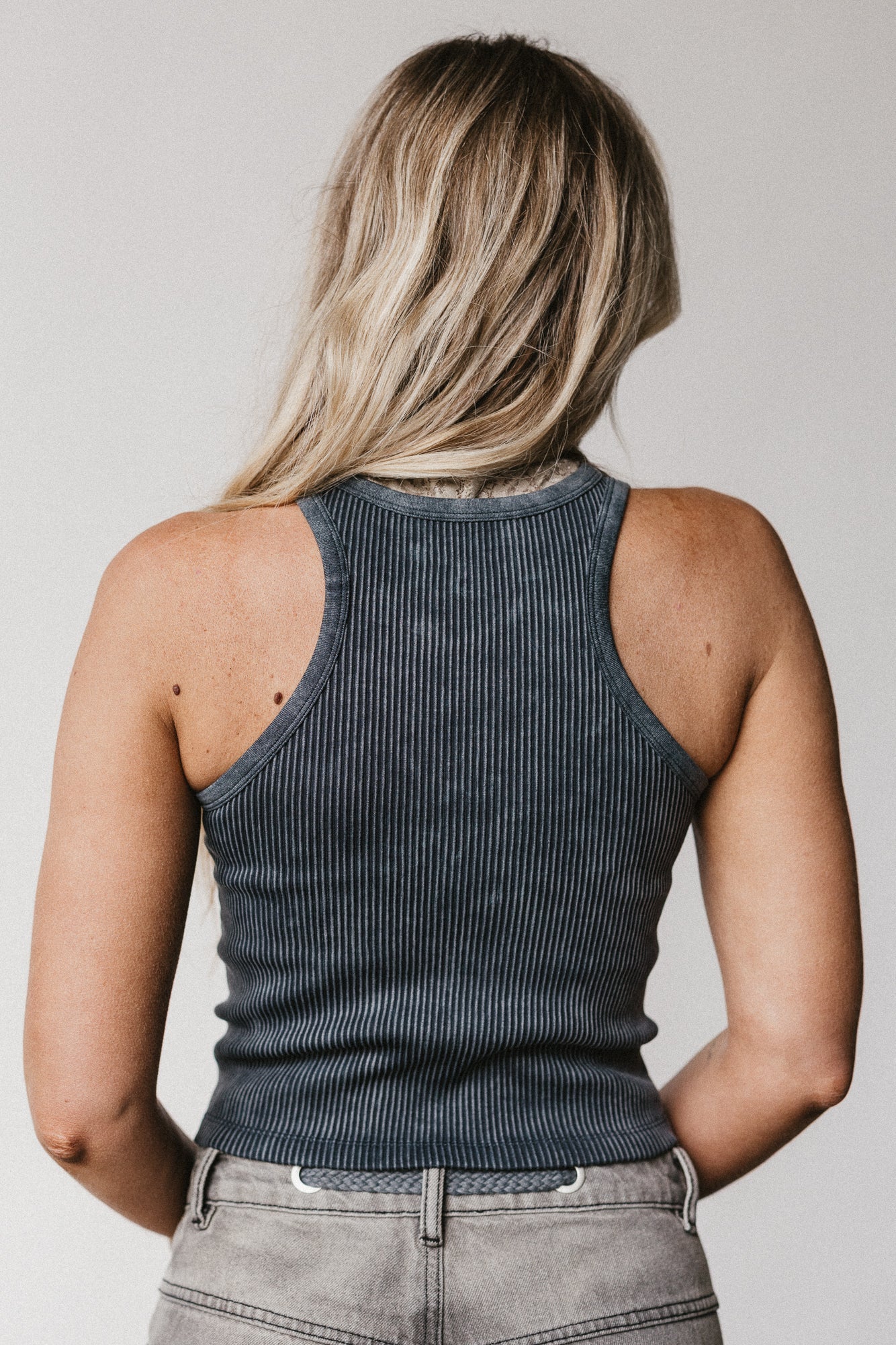 Everly Ribbed Tank Top - Black