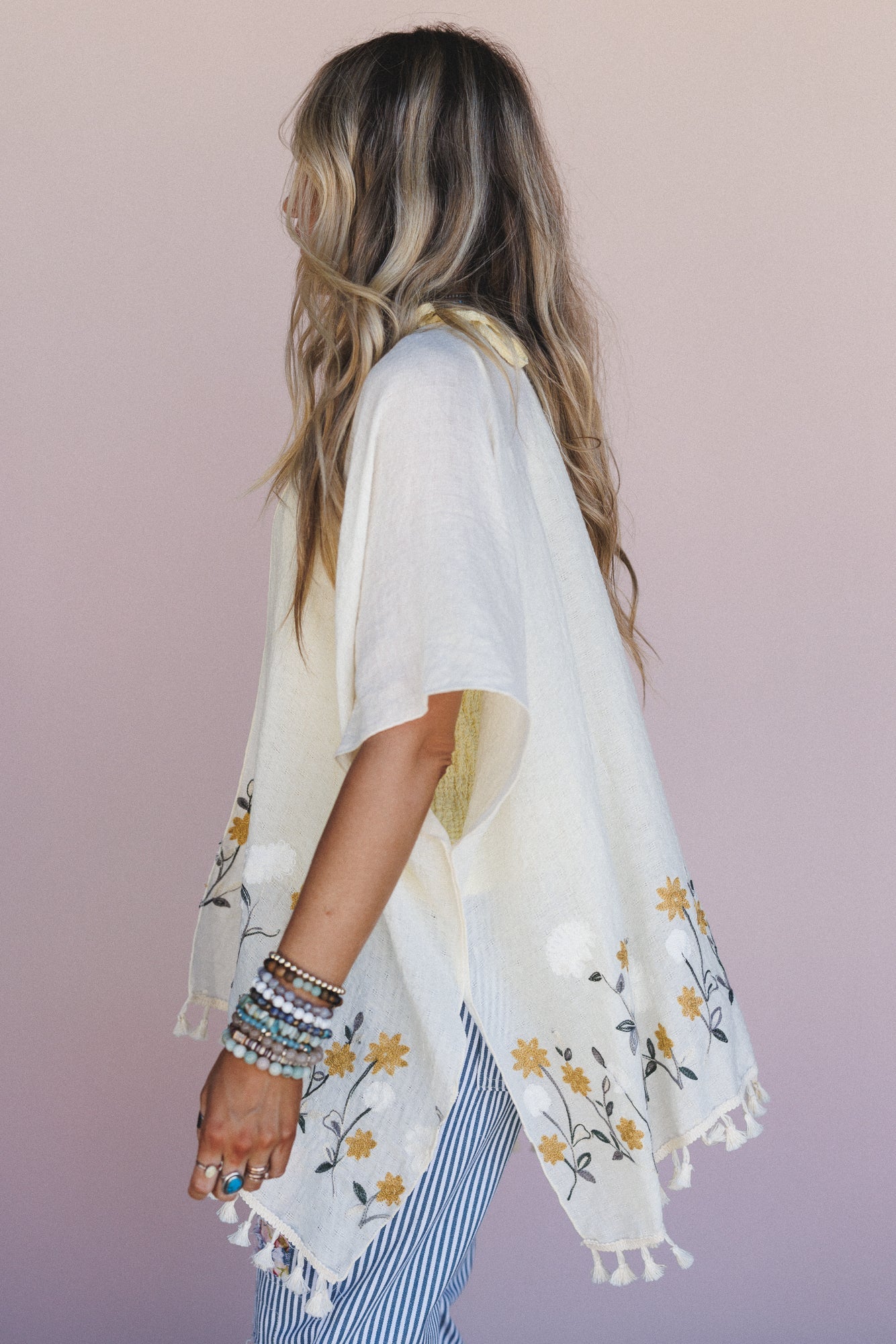 Secret Meadow Embroidered Kimono - Ivory