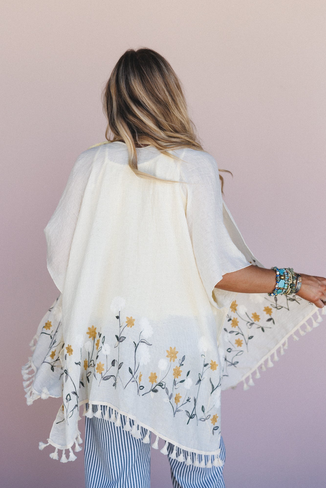Secret Meadow Embroidered Kimono - Ivory