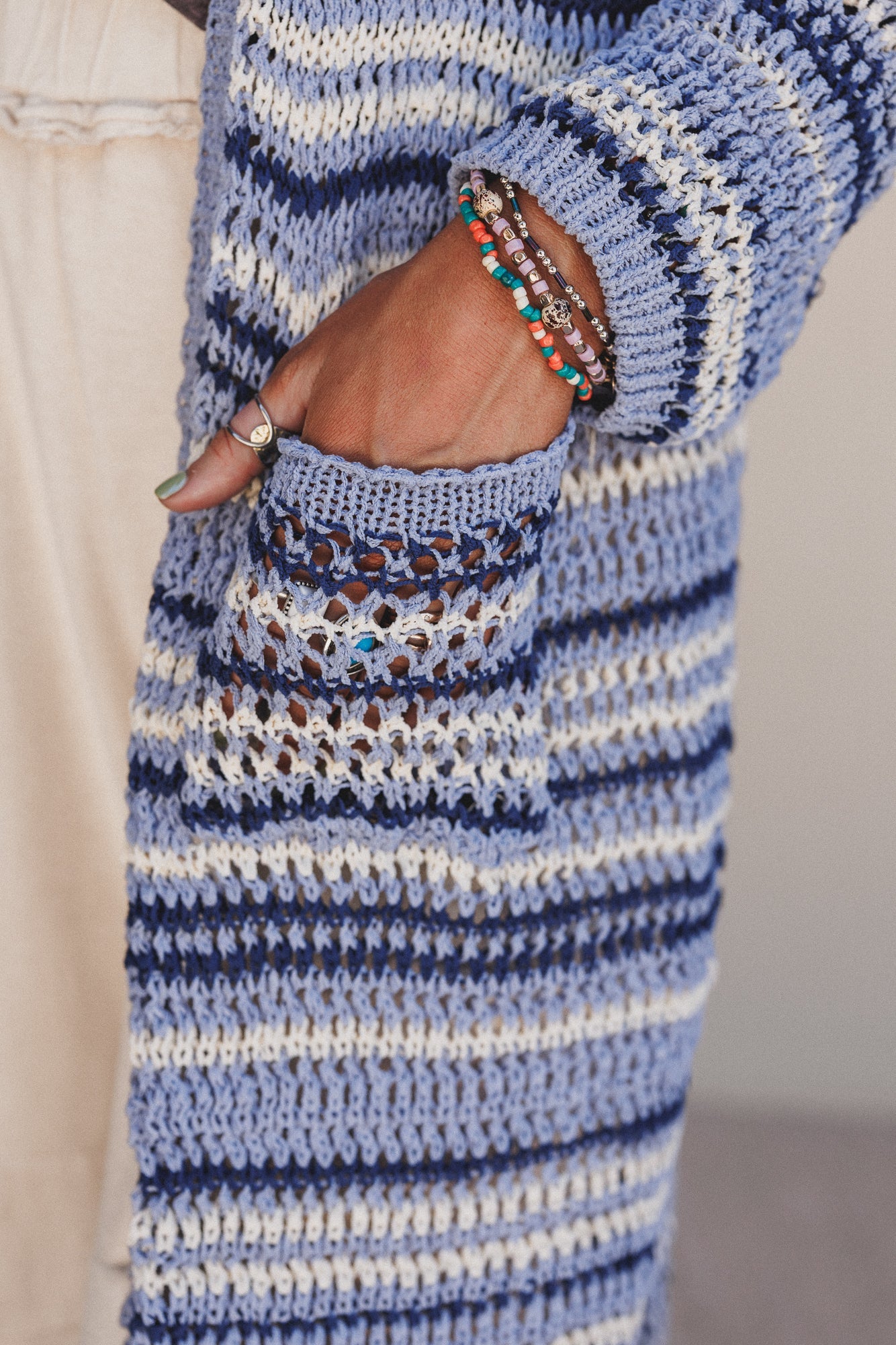 Soul Synced Striped Cardigan - Blue Multi