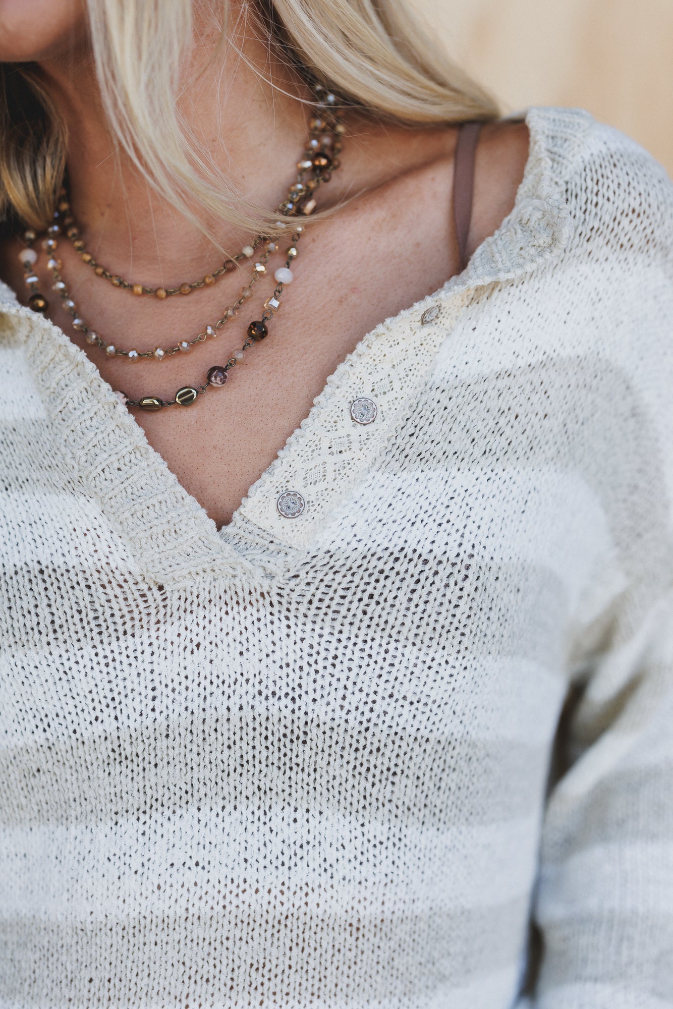 Sandy Shores Striped Top - Sand