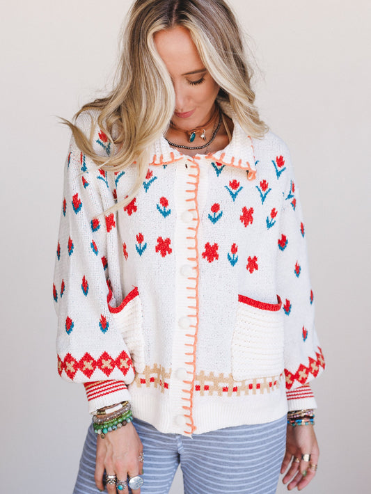 Country Heart Sweater - Cream