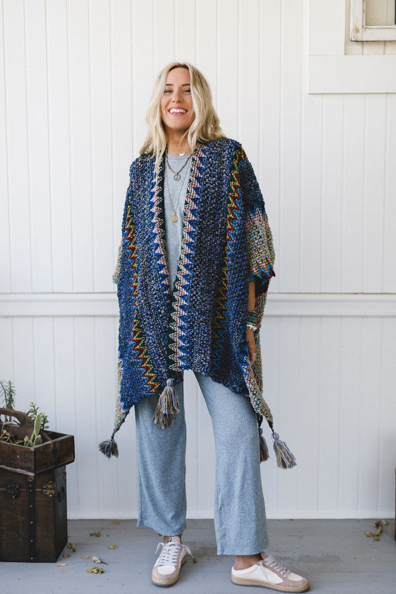 Desert Dreams Crochet Ruana - Cobalt