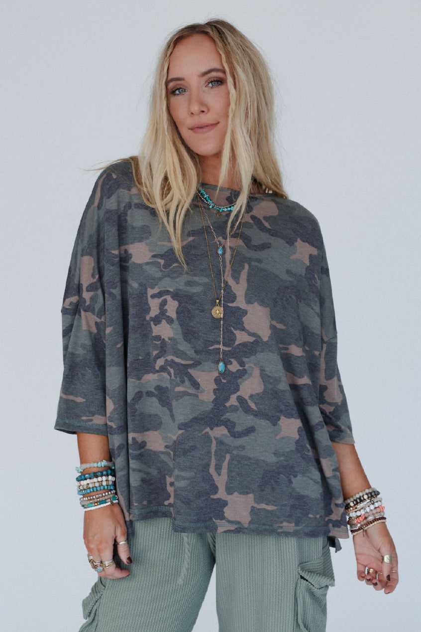 The Nest Country Girl Camo Top - Army