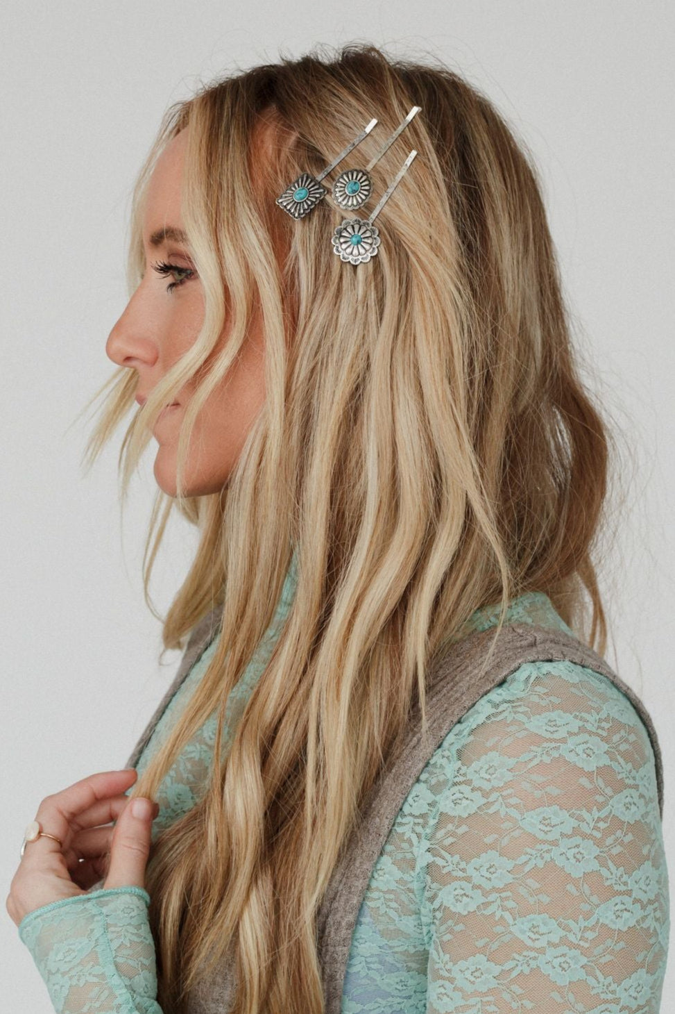 Wildflower Western Hair Pin Set - Turquoise