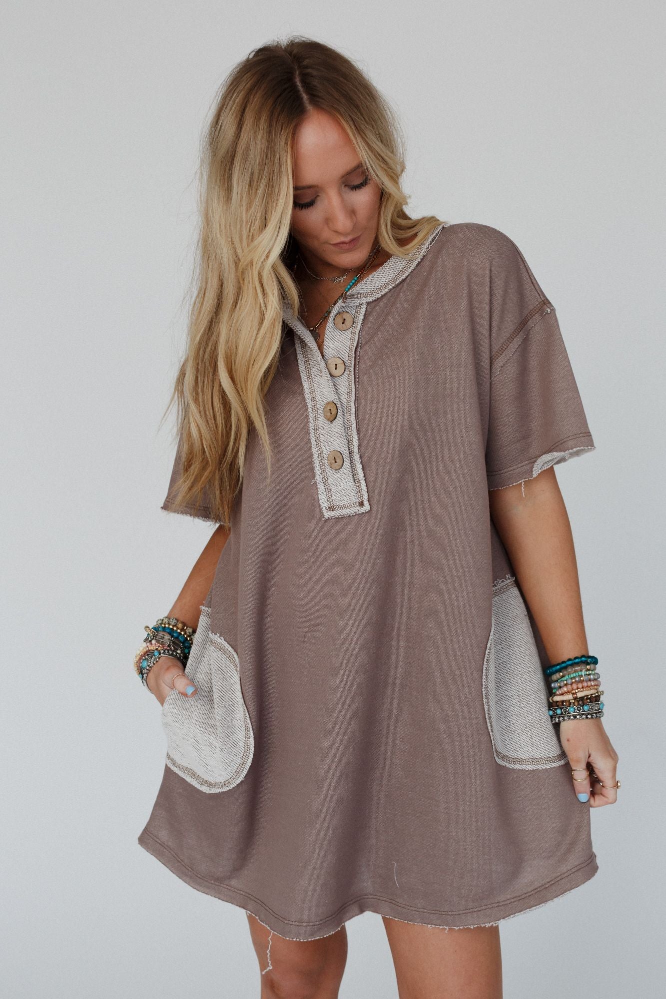 The Nest Jodi Tunic Dress - Mocha