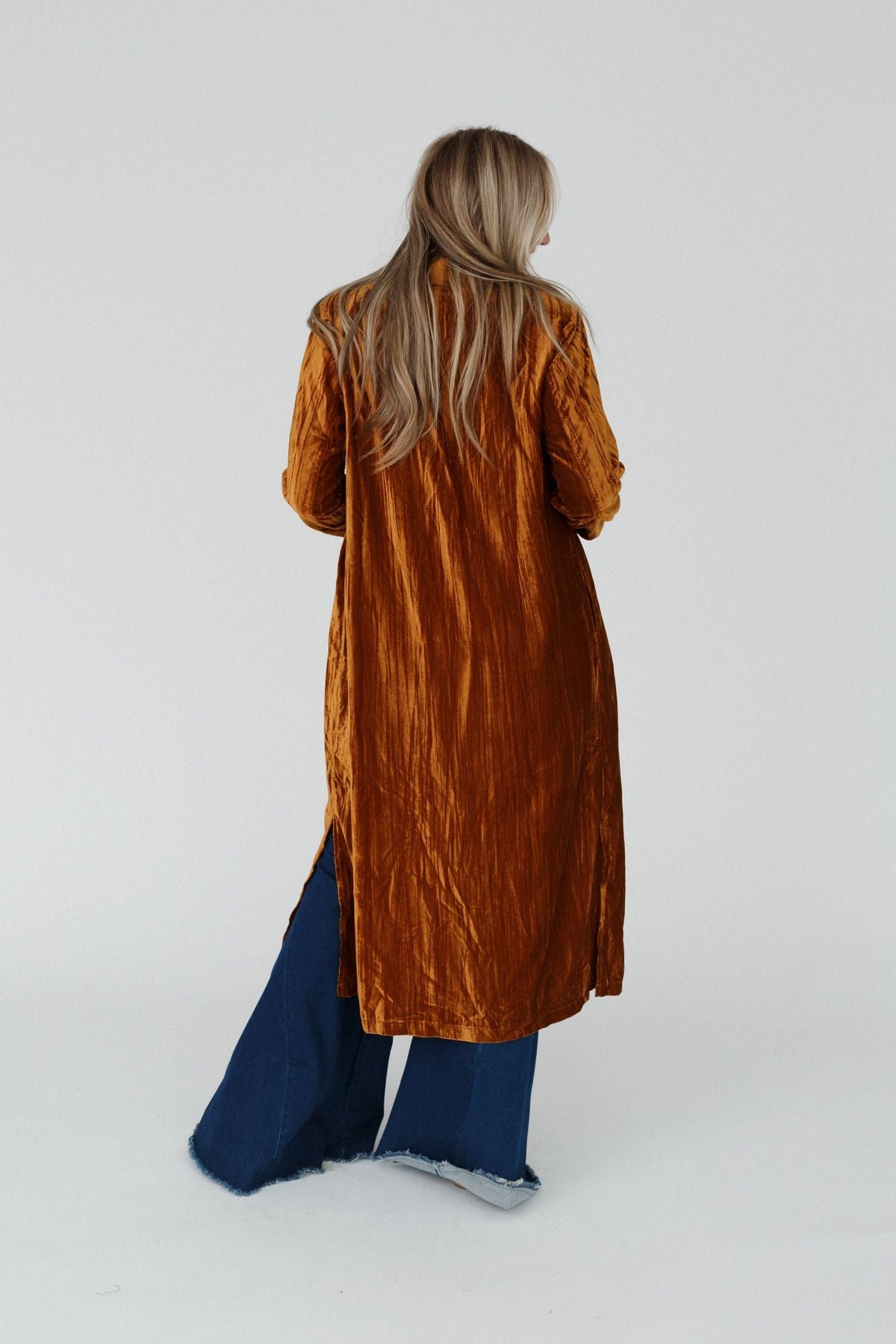 City Walks Velvet Duster Coat - Camel