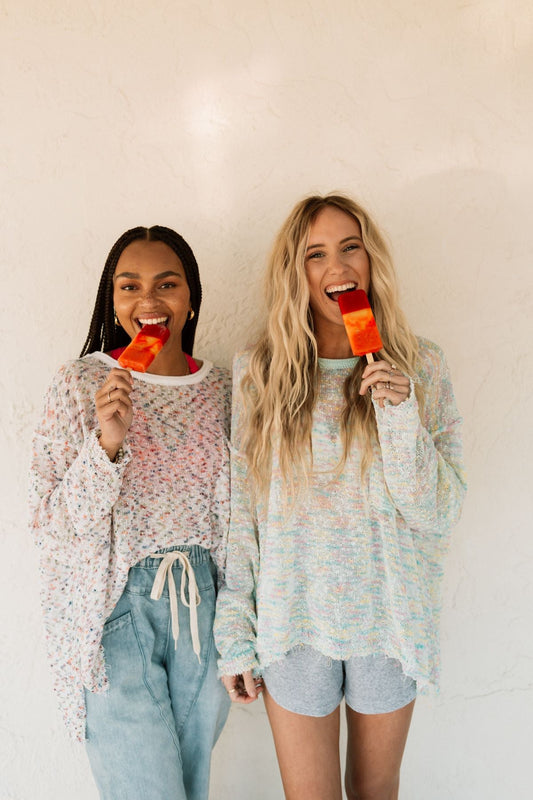Speckled Beauty Pullover Sweater - White