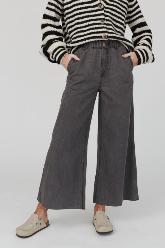 Simply You Wide Leg Jeans - Washed Black