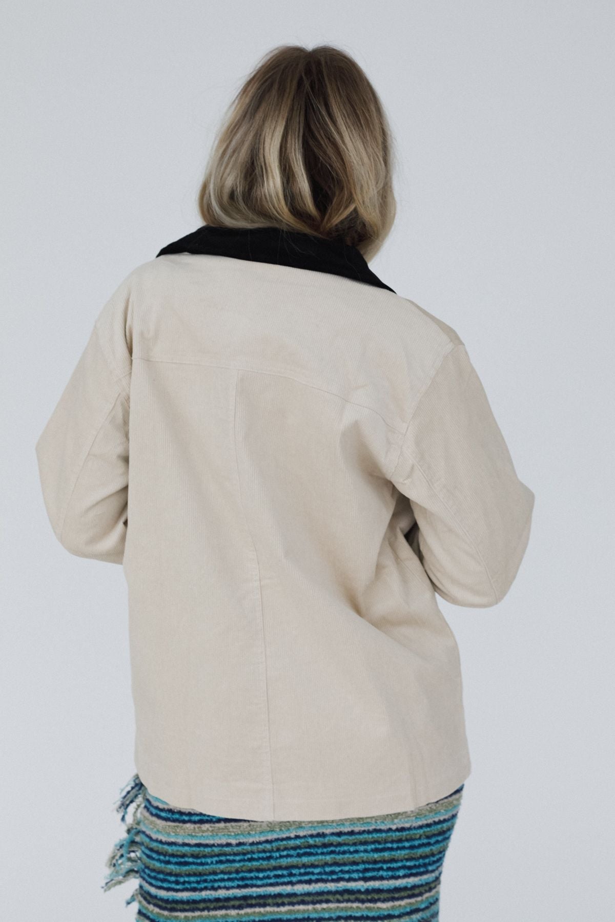 Leni Plaid Corduroy Coat - Beige
