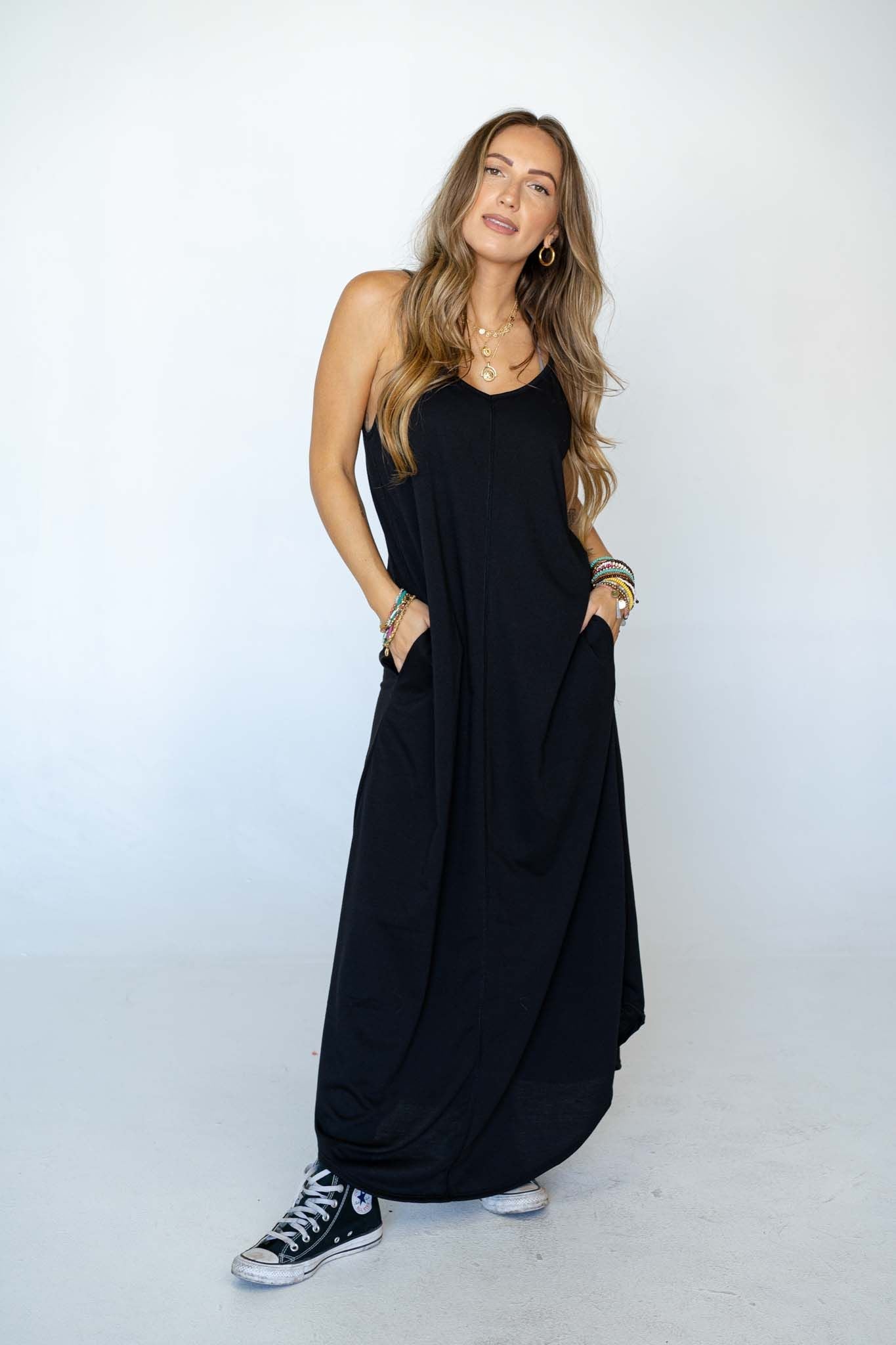 The Nest Perfect Round Hem Bralette Maxi Dress - Black