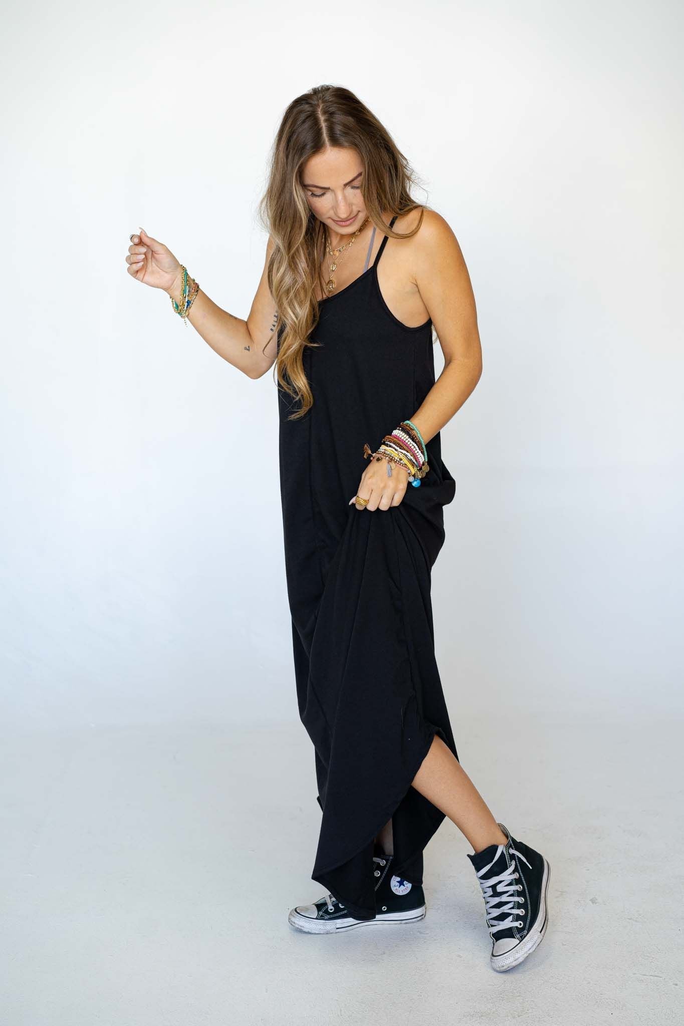 The Nest Perfect Round Hem Bralette Maxi Dress - Black