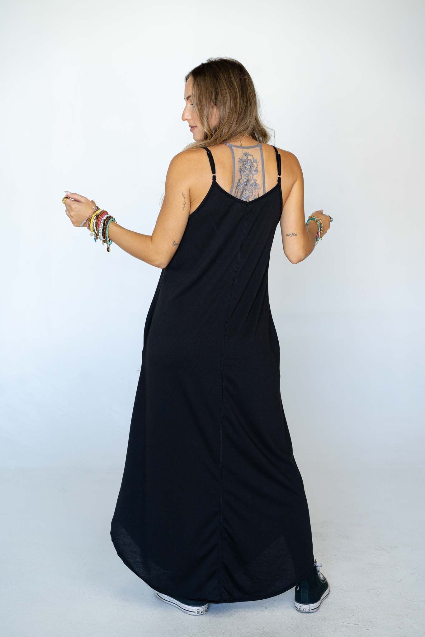 The Nest Perfect Round Hem Bralette Maxi Dress - Black