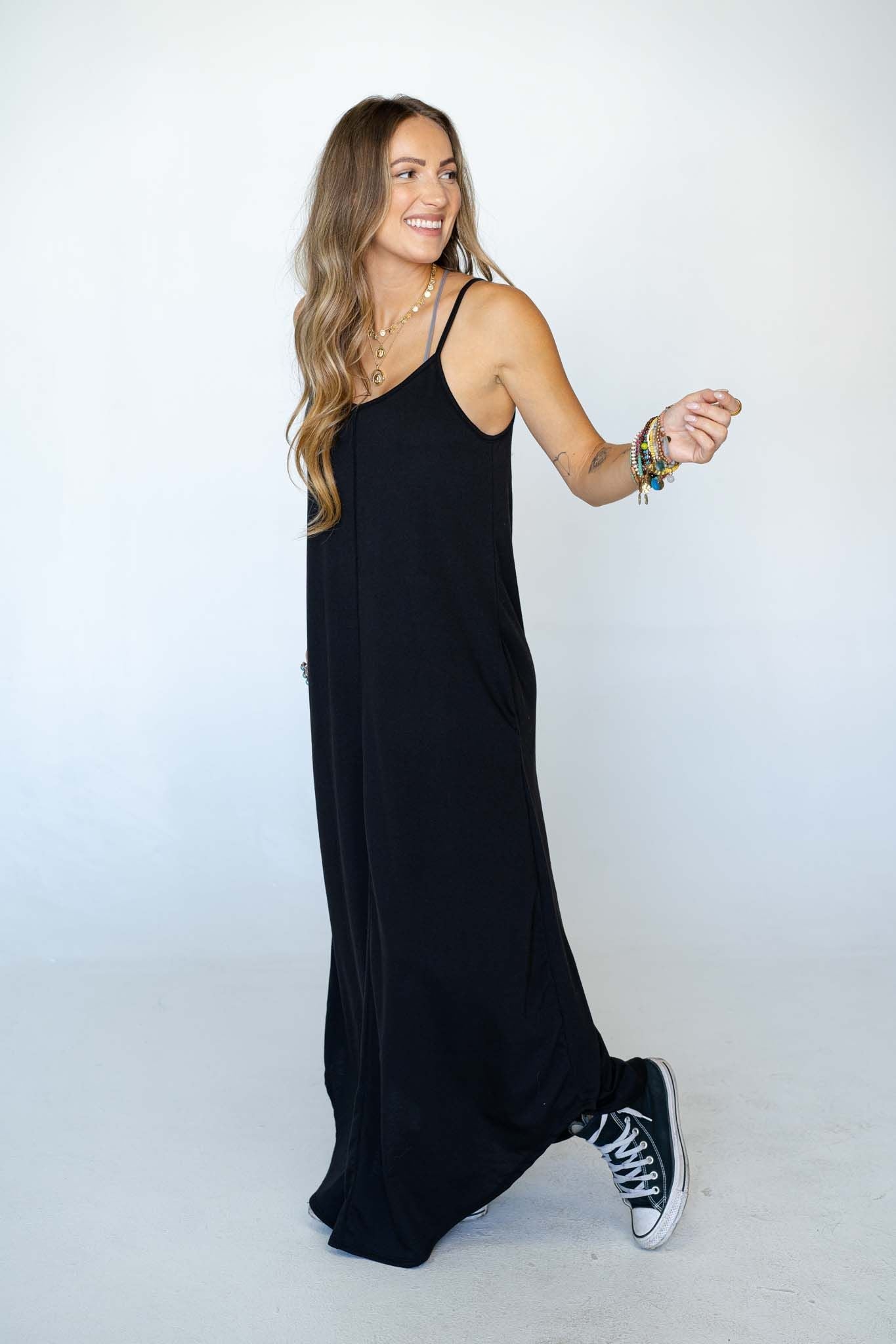 The Nest Perfect Round Hem Bralette Maxi Dress - Black