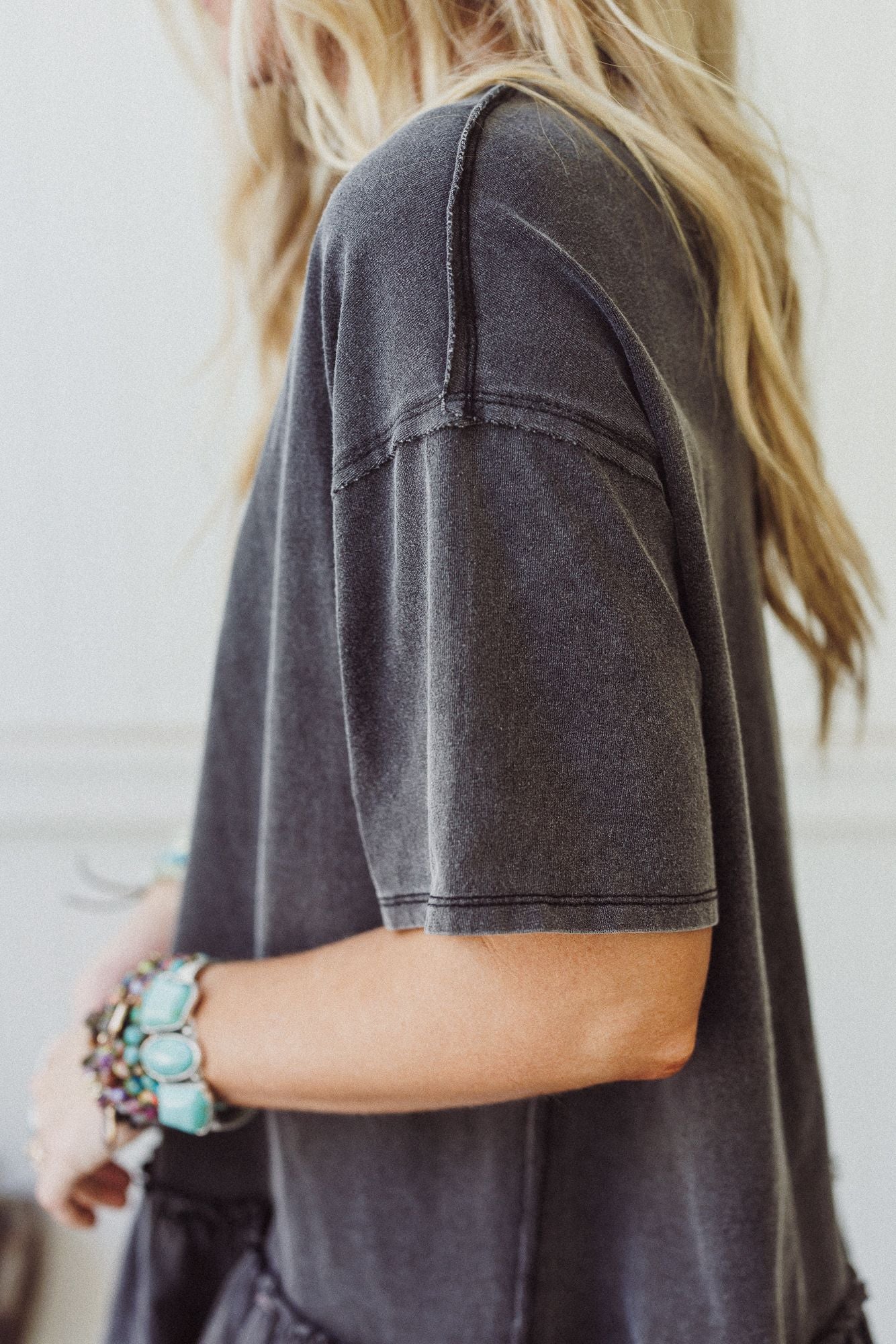 Soft Horizon Ruffled Hem Tunic - Ash