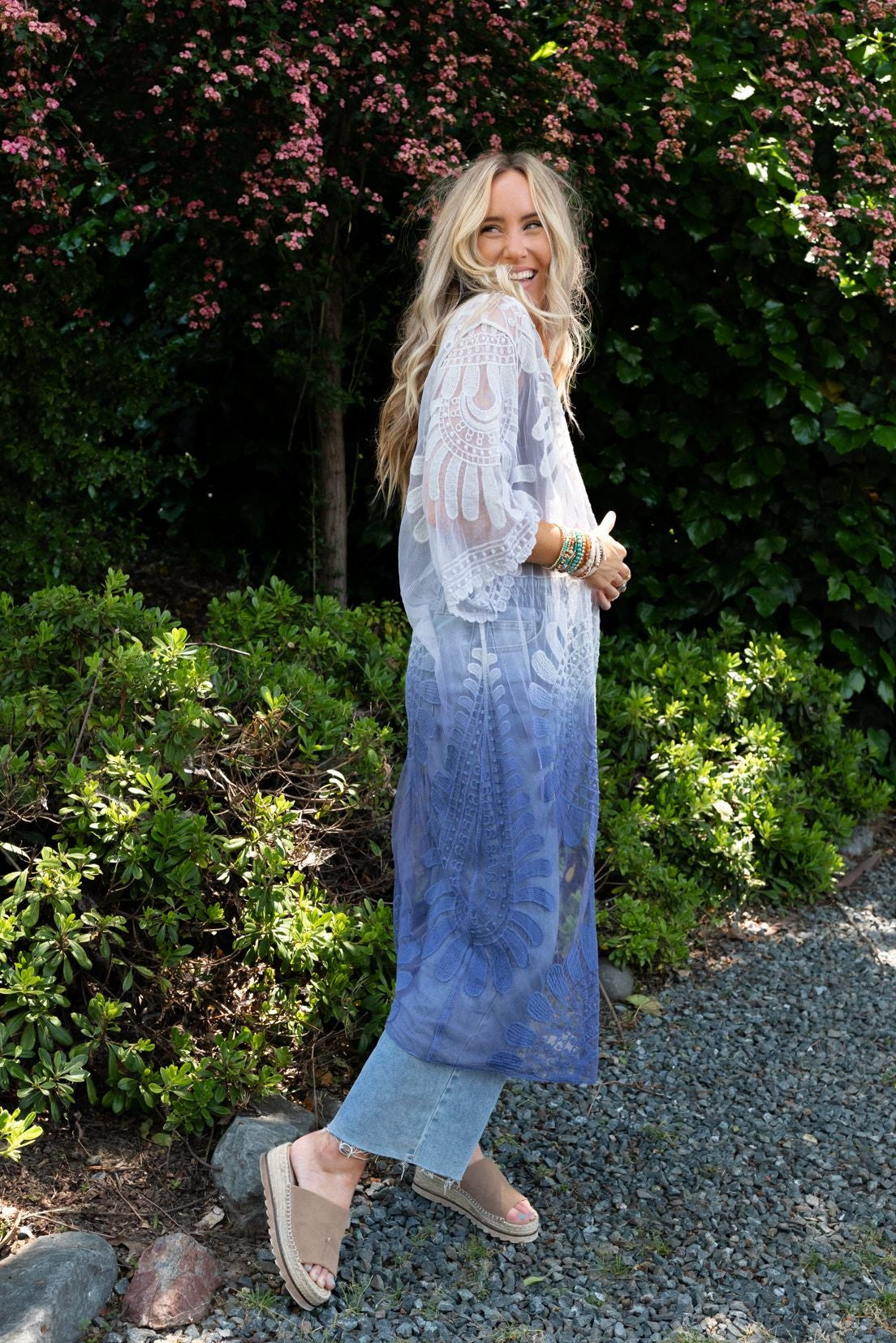 Poolside Ombre Lace Kimono - Periwinkle