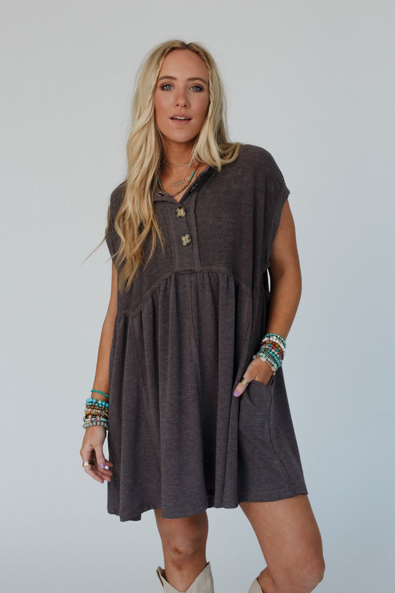 The Nest Sweet Nothings Baby Doll Dress - Charcoal