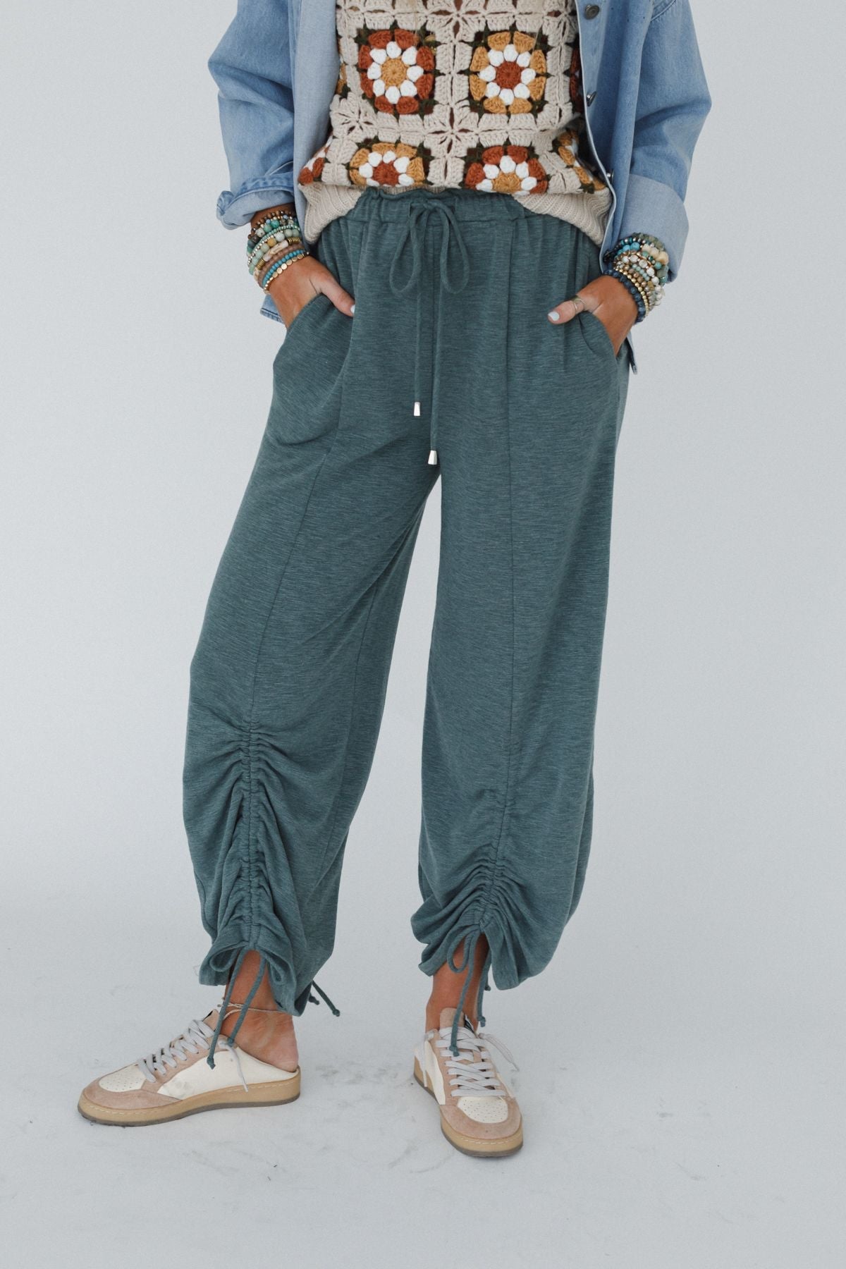 The Nest Solie Cinched Pants - Green Olive